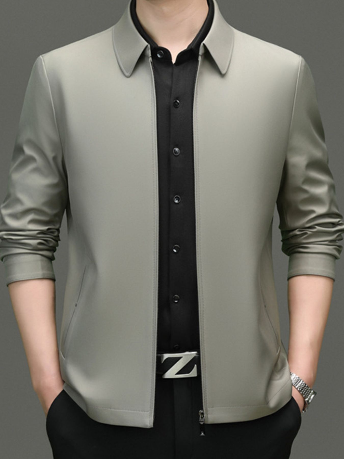 Men's Plus Size Zip Up Long Sleeve Jacket