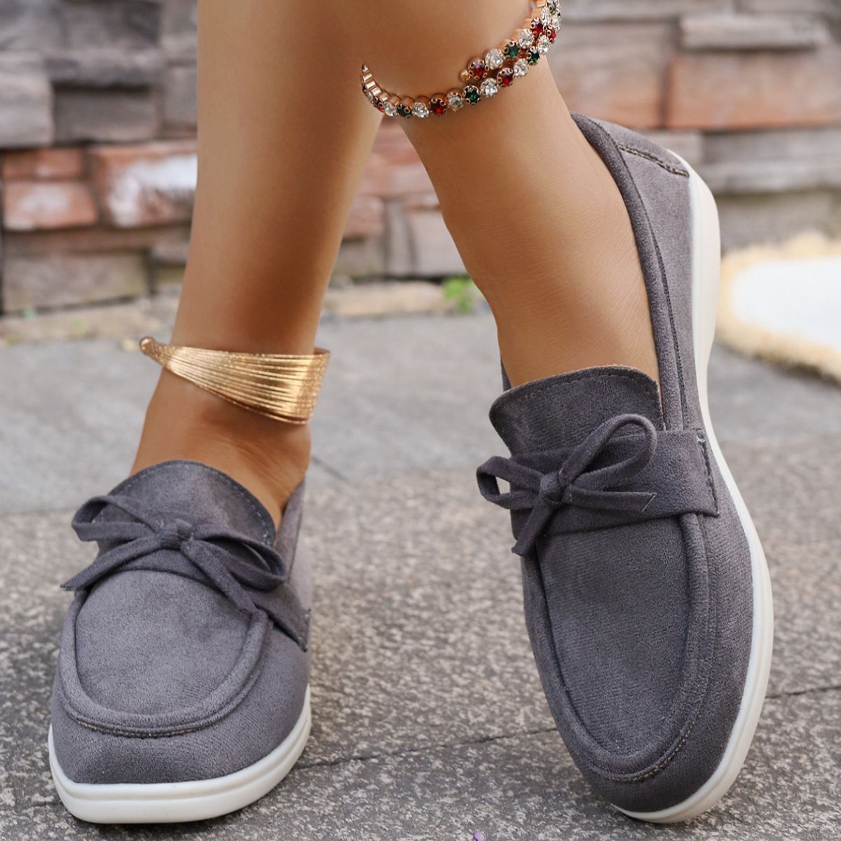 Bow Round Toe Slip-Ons