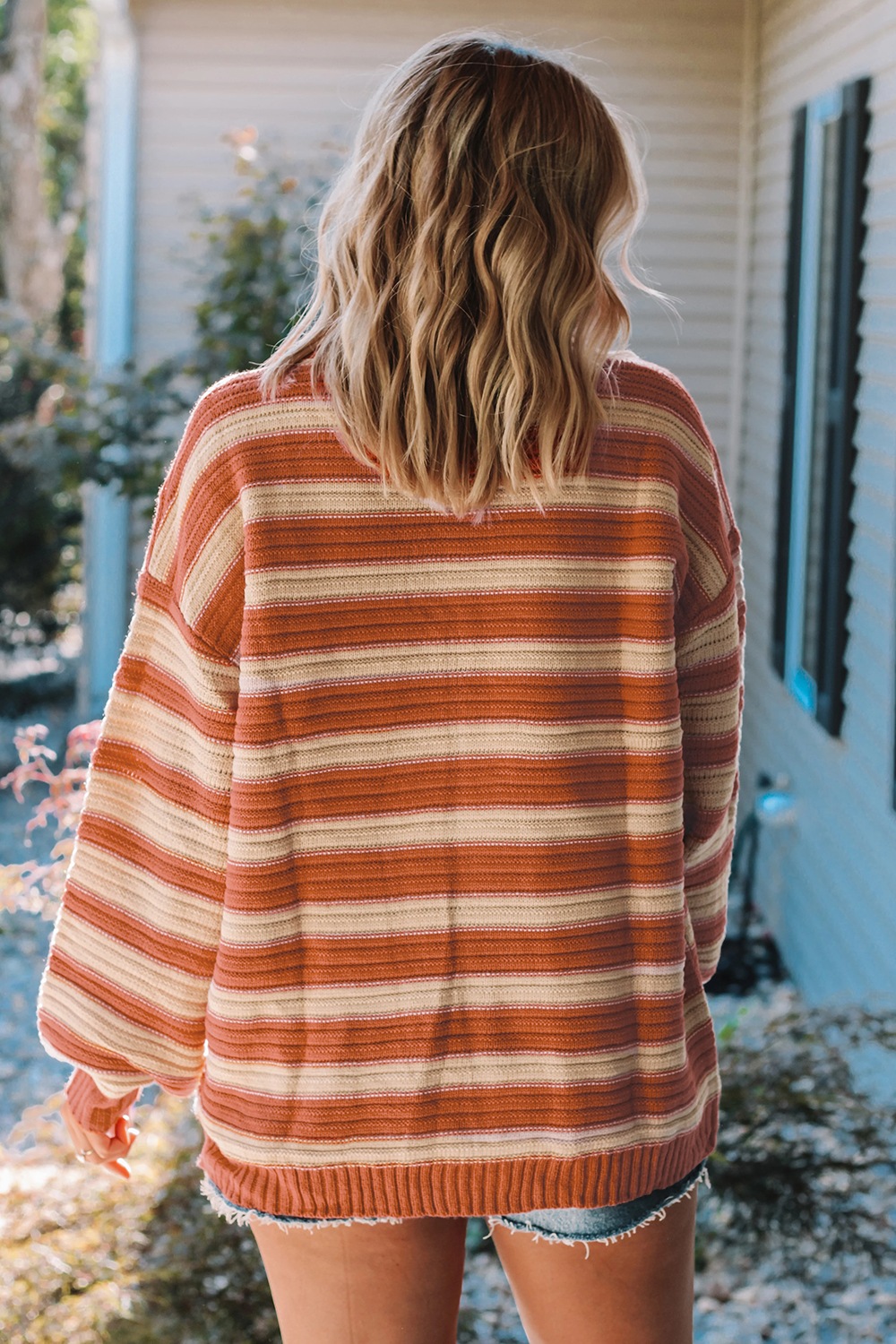 Striped Oversized Dropped Shoulder Sweater