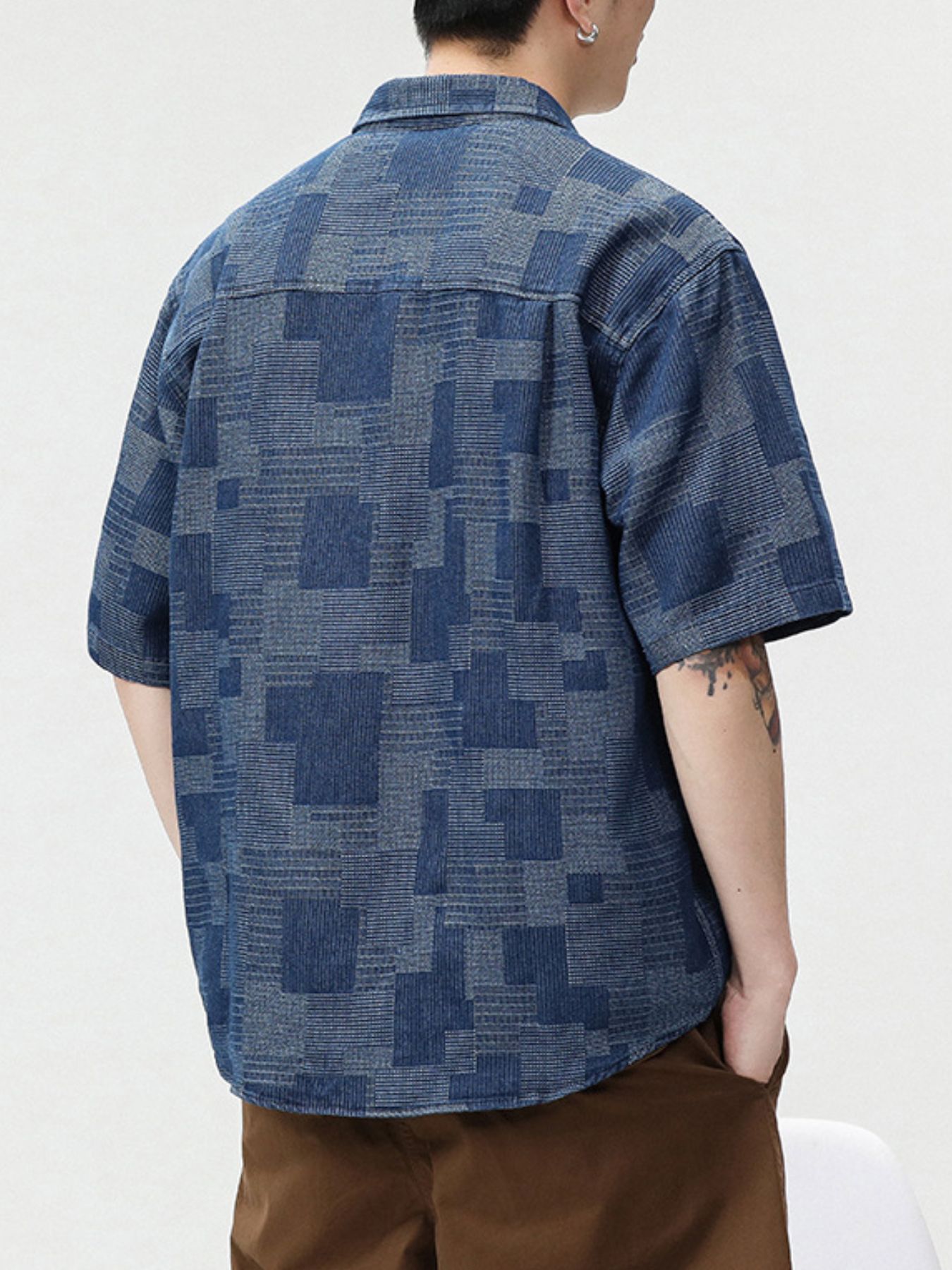 Men's Plus Size Plaid Short Sleeve Shirt