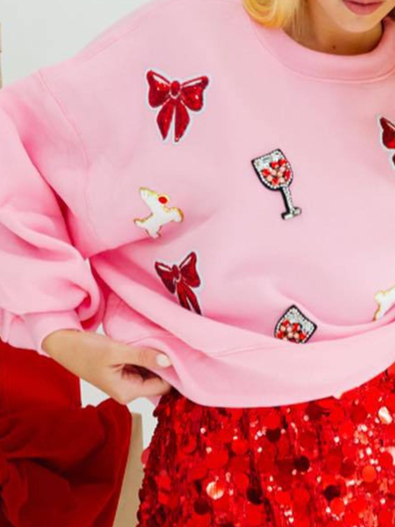 Halloween Sequin Round Neck Long Sleeve Sweatshirt