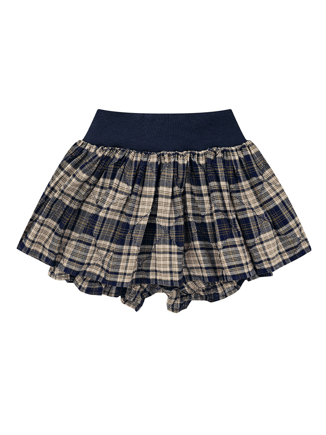 Drawstring Plaid Skort