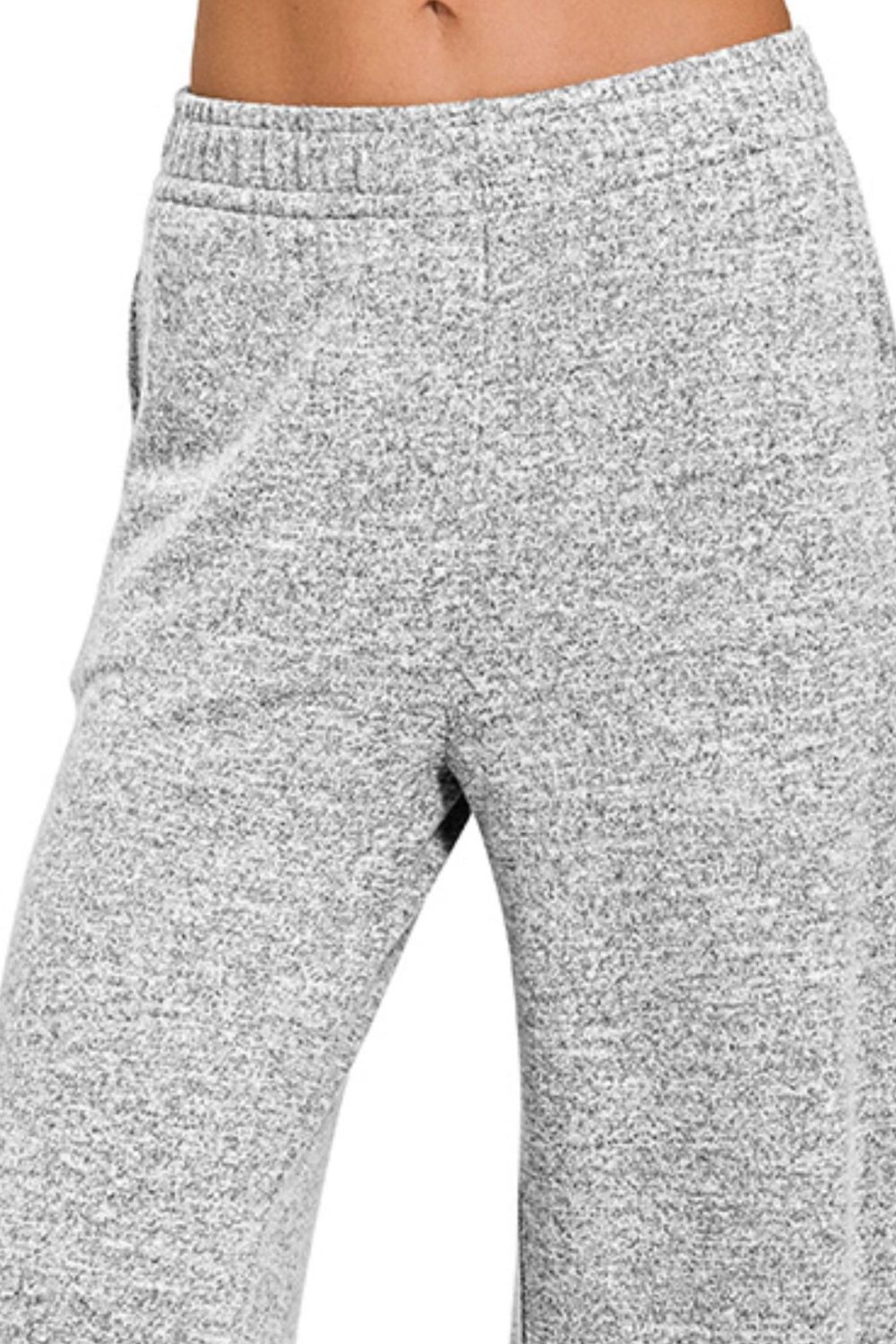 Soft Melange Hacci Elastic Waistband Lounge Pants