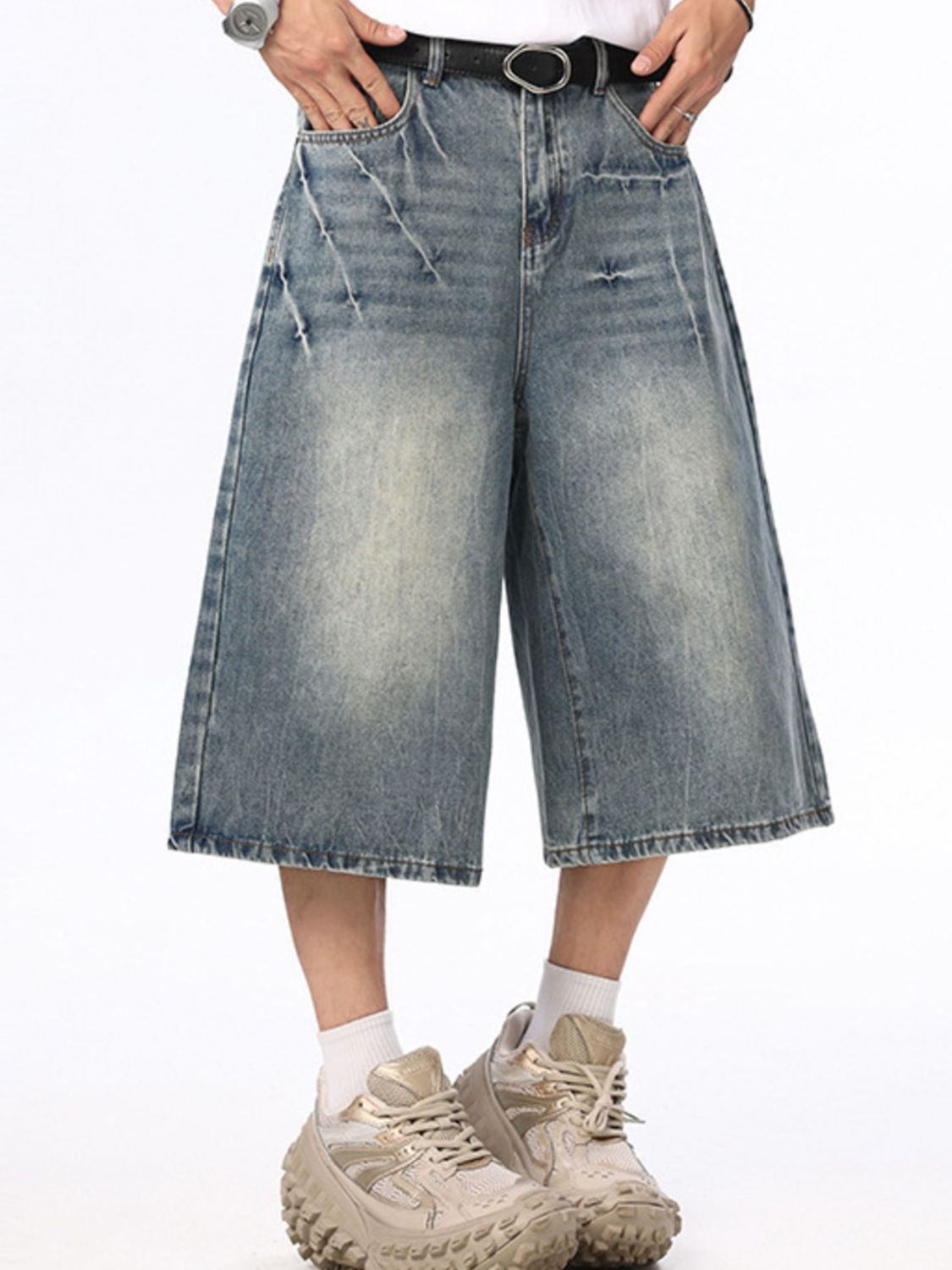 Men's Wide Leg Denim Shorts