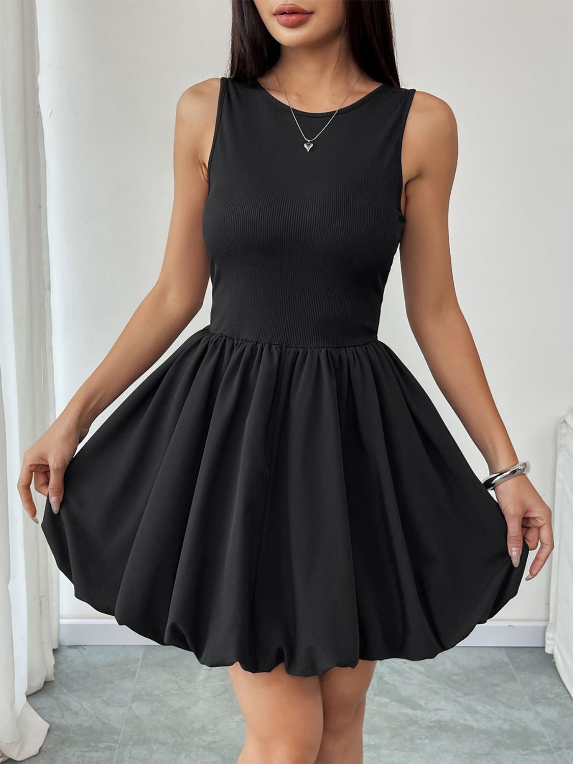 Ruched Sleeveless Mini Dress