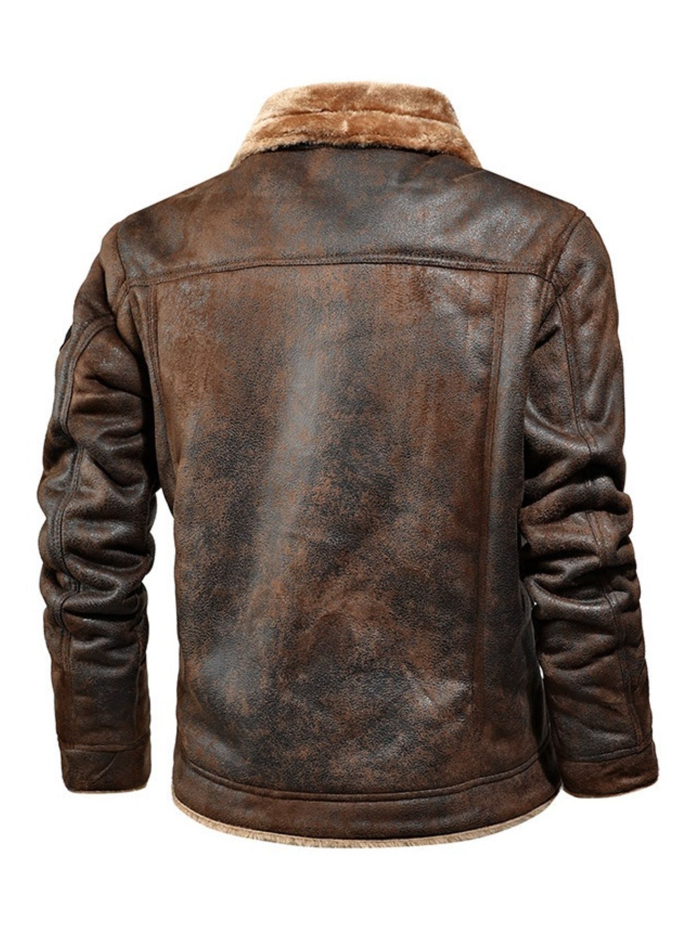 Men's Plus Size Shearling Lined Zip Up Jacket