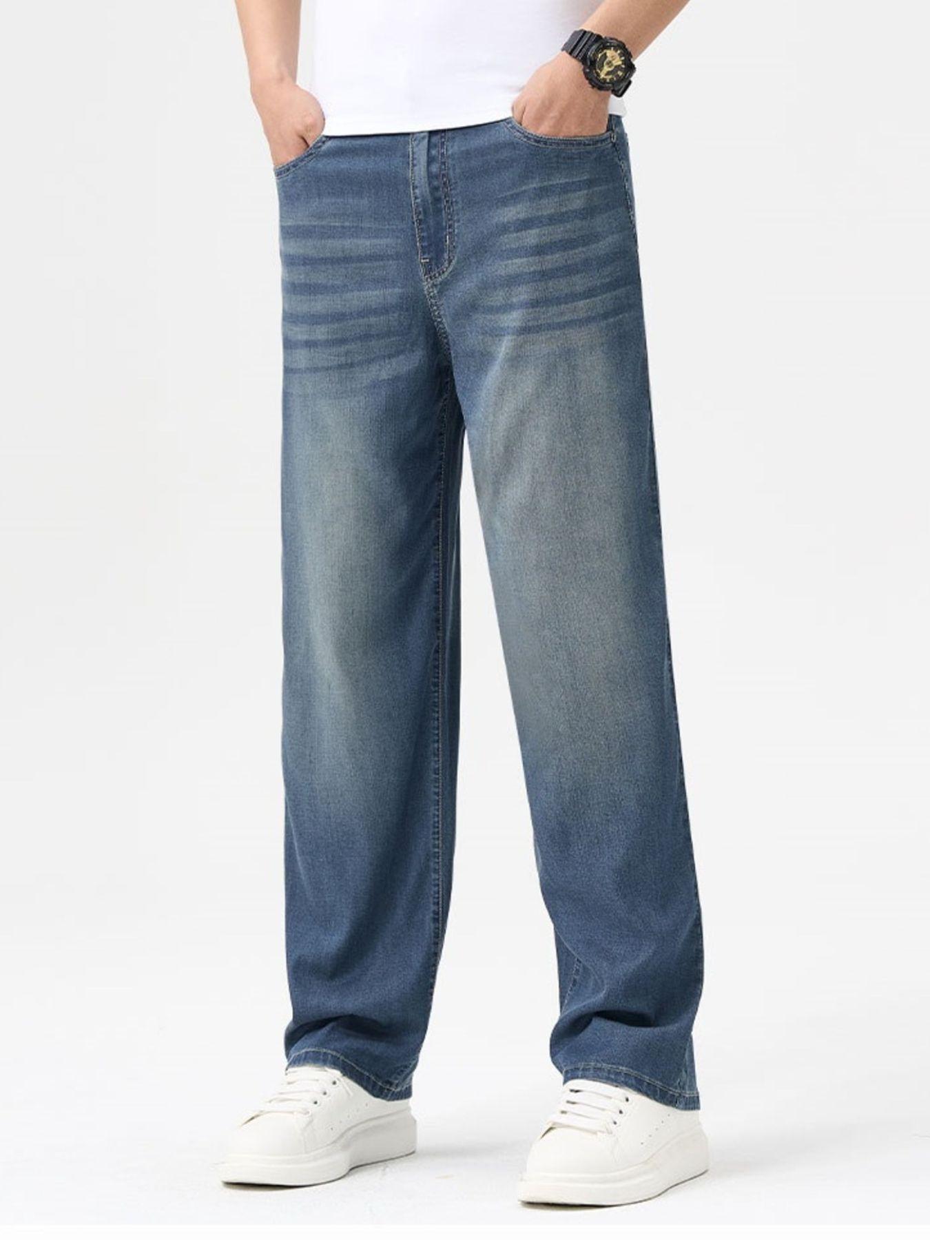 Men's Wash Wide Leg Jeans