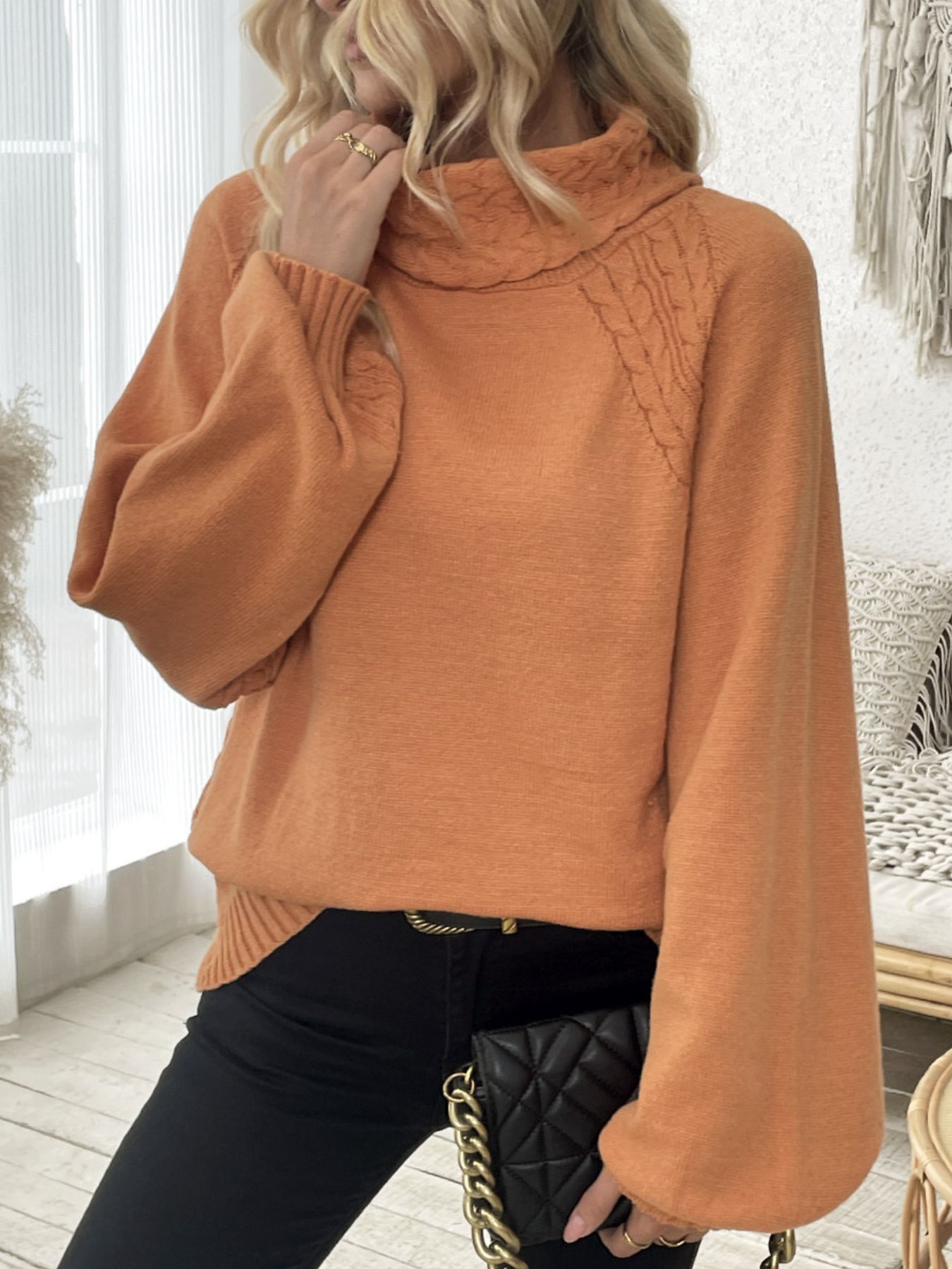 Cable Knit Turtleneck Sweater
