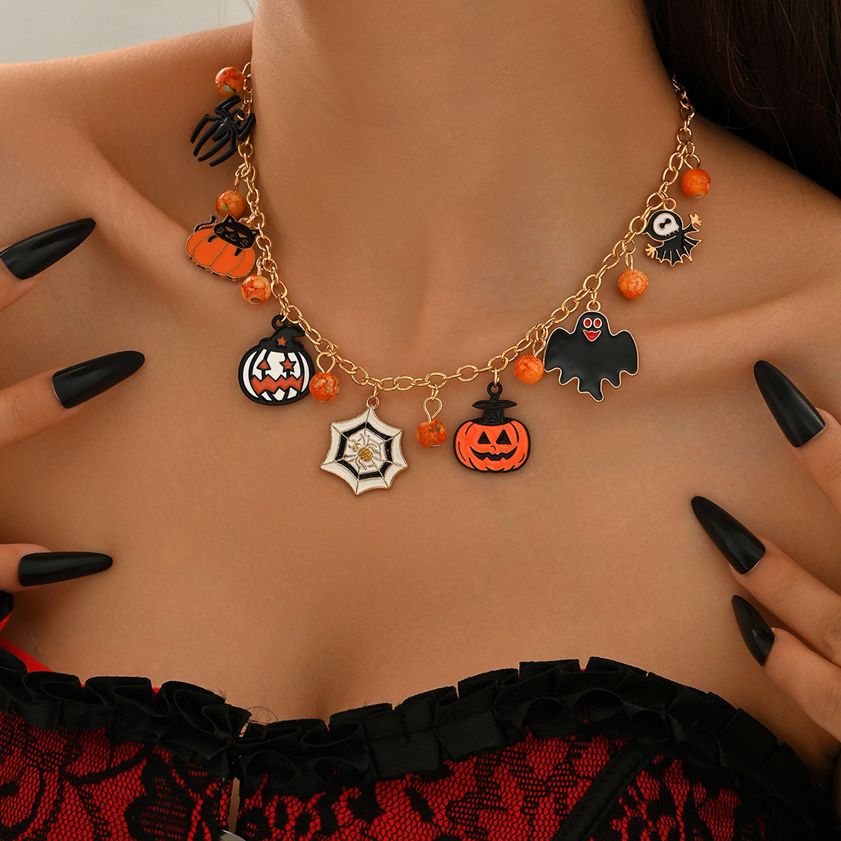 18K Gold-Plated Halloween Charm Necklace