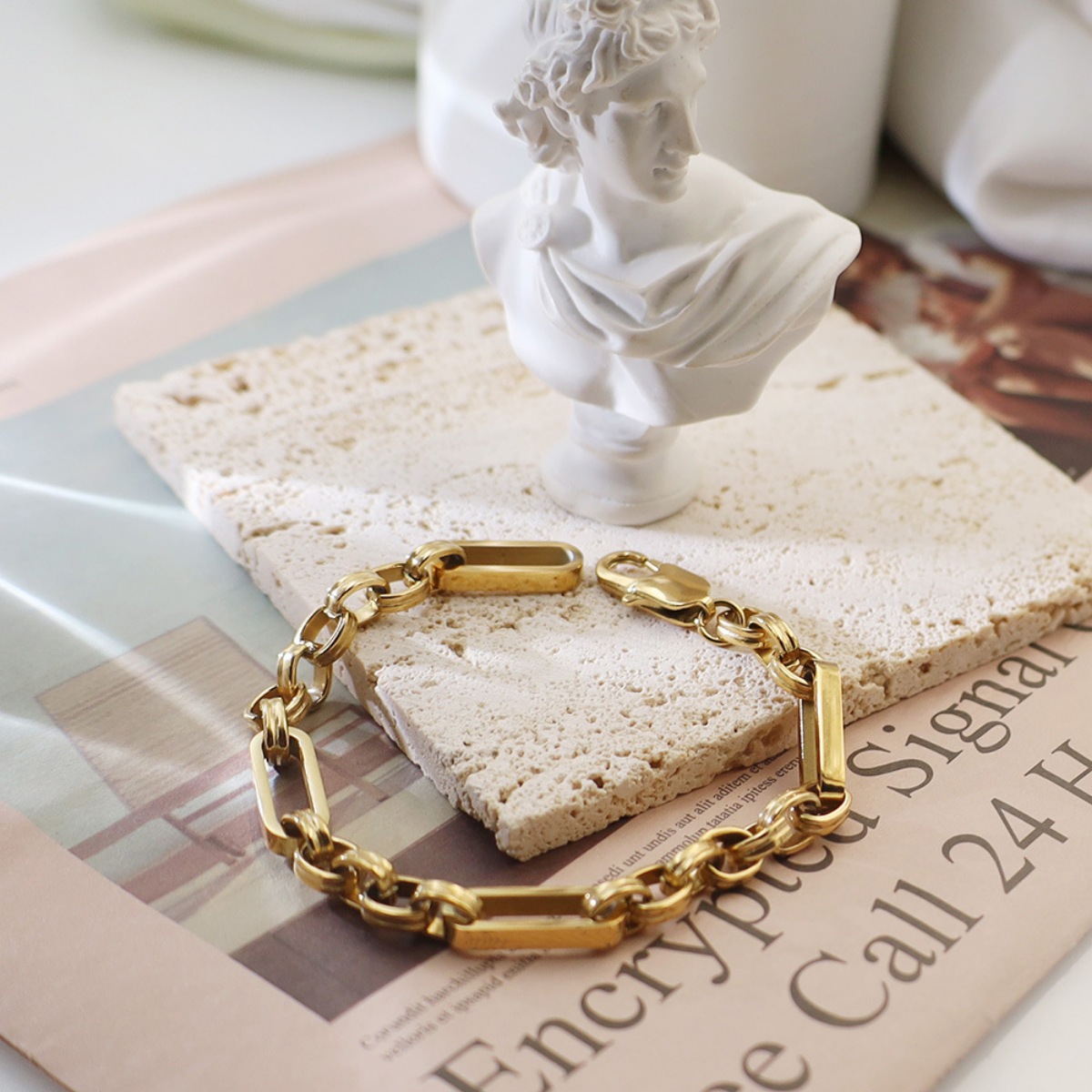 18K Gold-Plated Chunky Gold Chain Link Bracelet