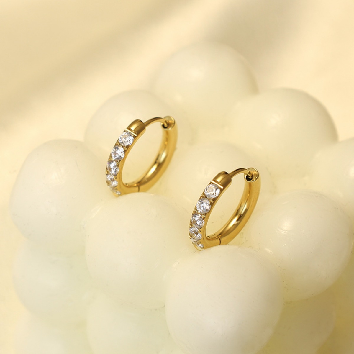 18K Gold-Plated Zircon Hoop Earrings