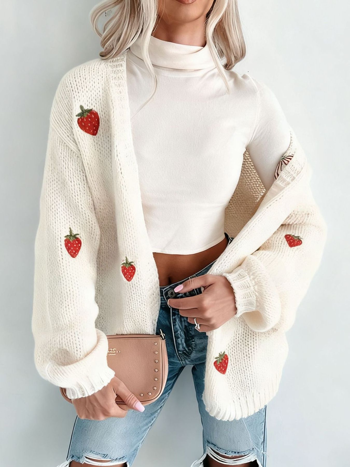 Embroidered Button Up Cardigan