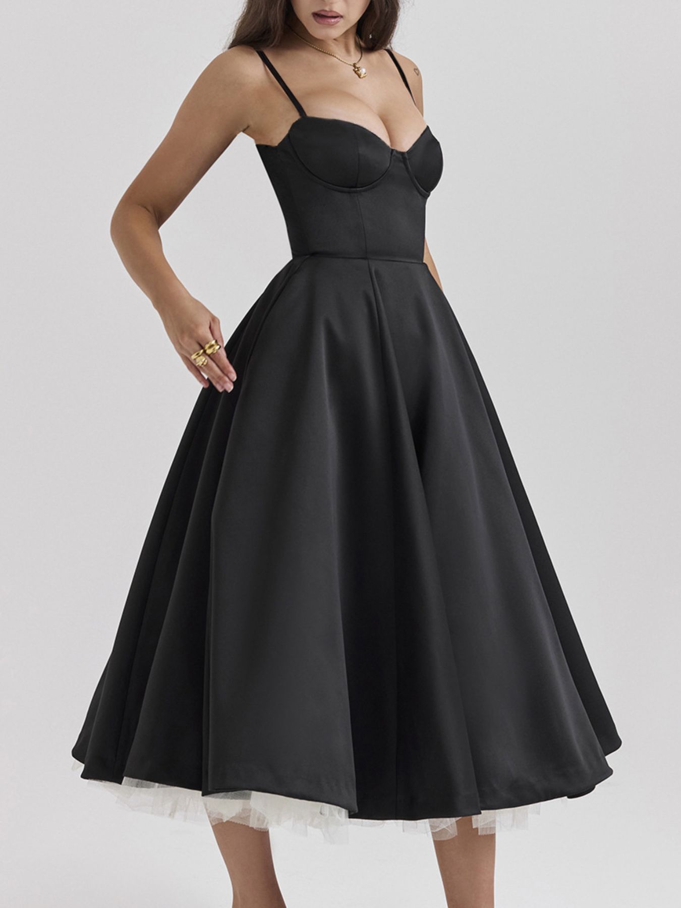 Sweetheart Neck A-Line Midi Dress