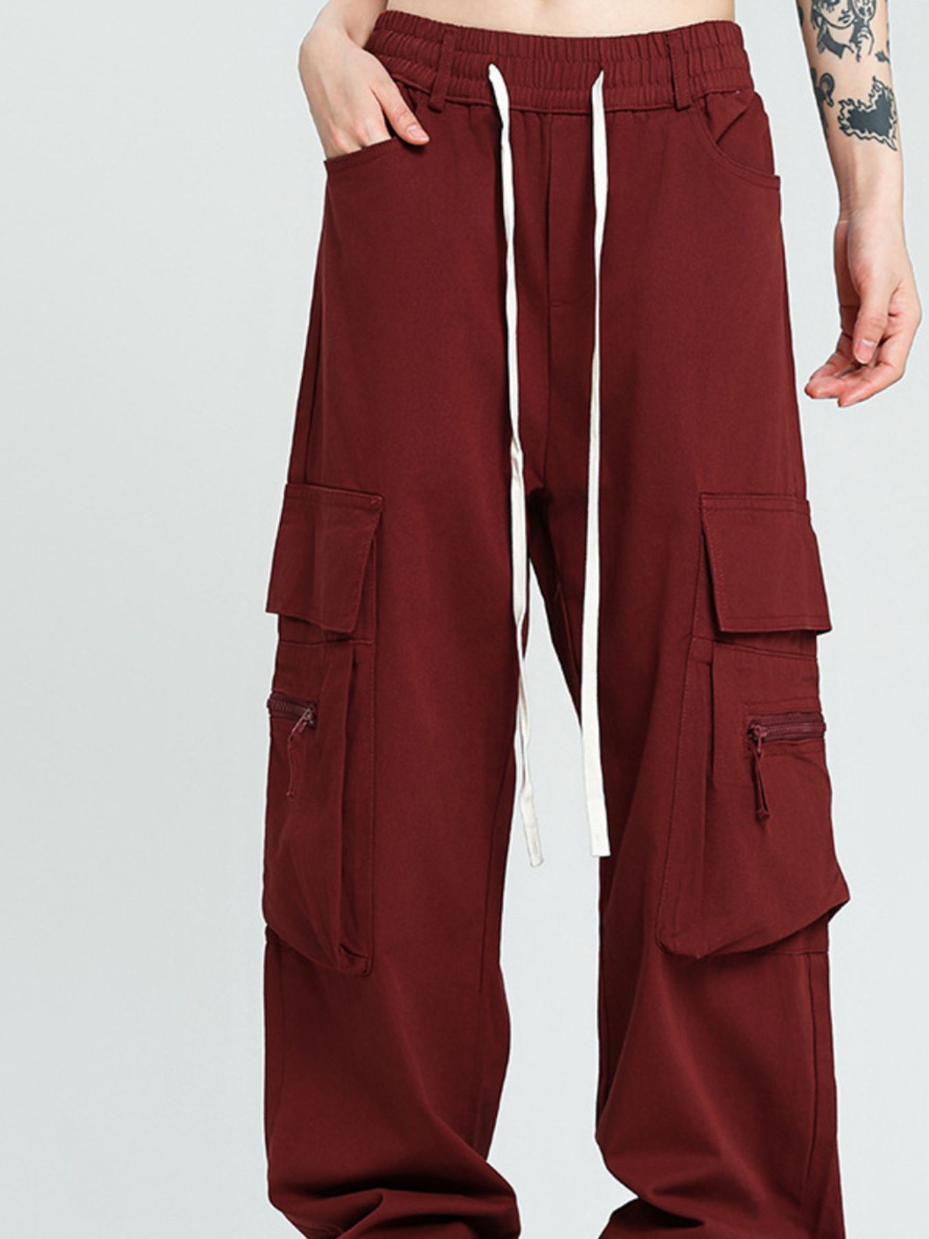 Men's Drawstring Wide Leg Cargo Pants