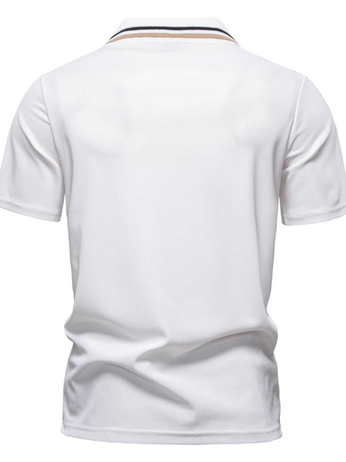 Men's Short Sleeve Collared Neck Striped Polo