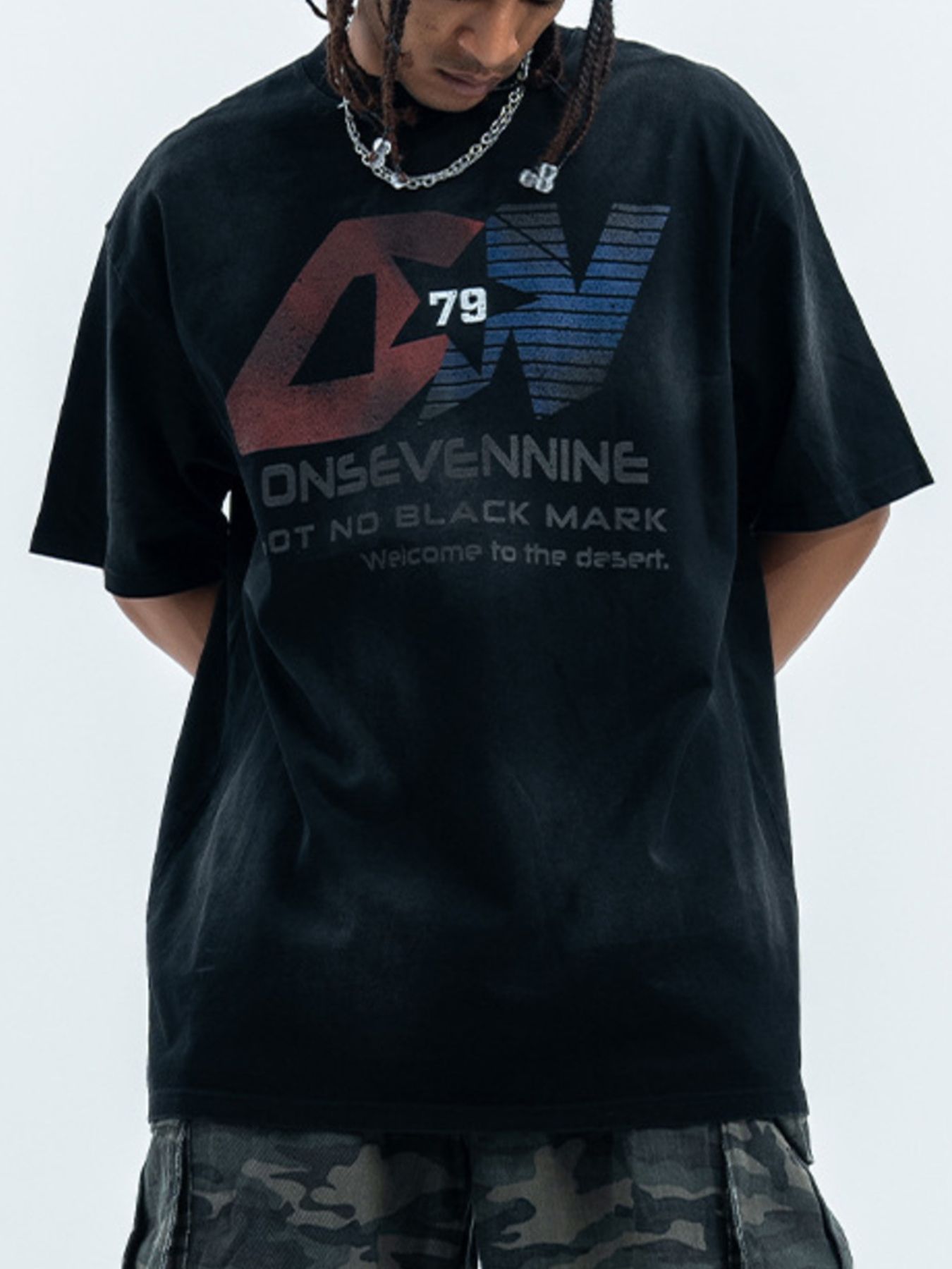 Men's Letter Round Neck Half Sleeve T-Shirt