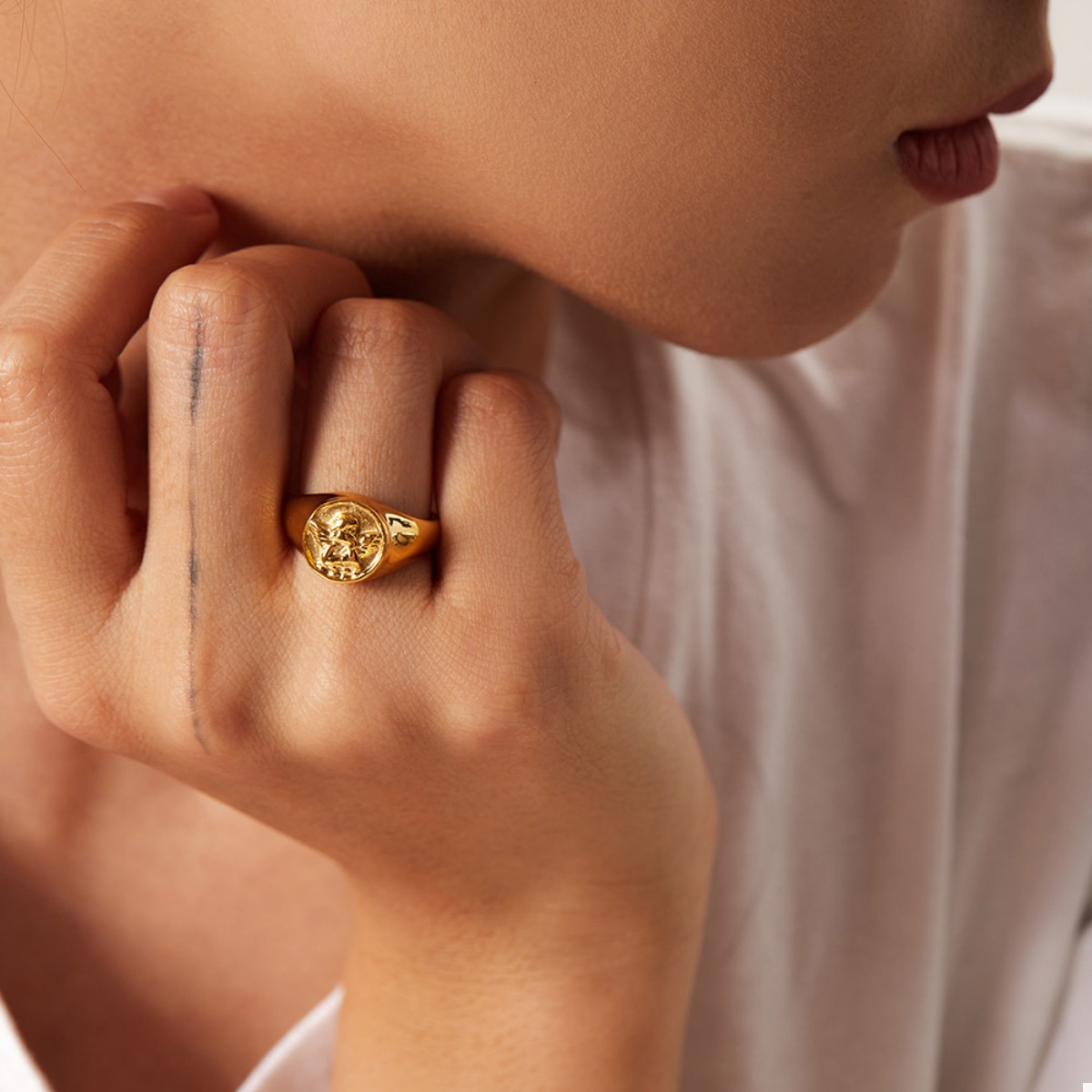 18K Gold-Plated Cupid Ring