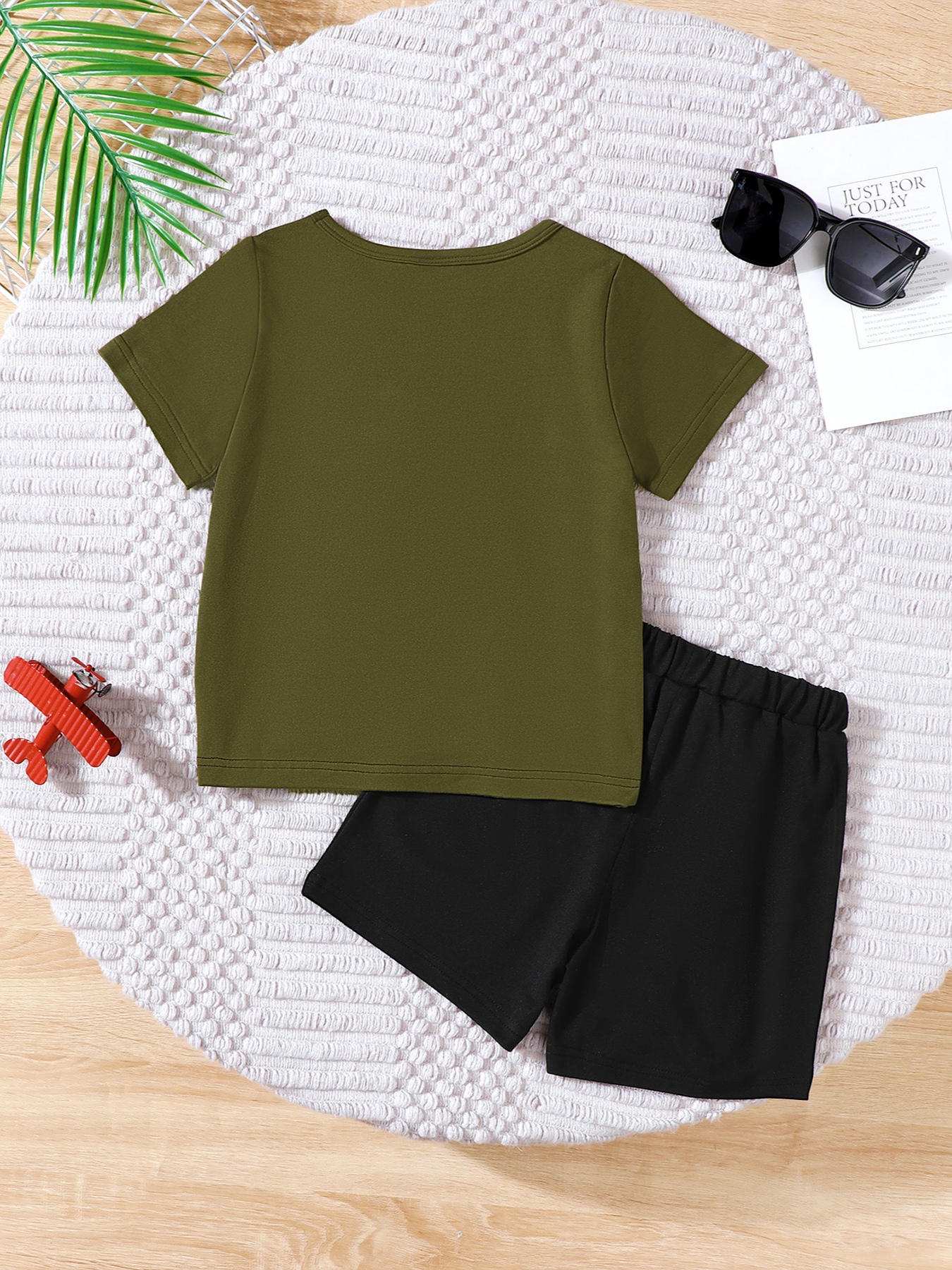 Children's Color Block Short Sleeve Top and Shorts Set