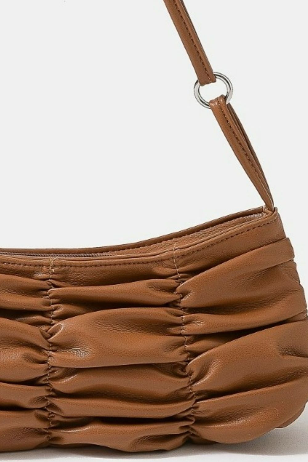 Fame Segmented Pleated Faux Leather Hand Bag