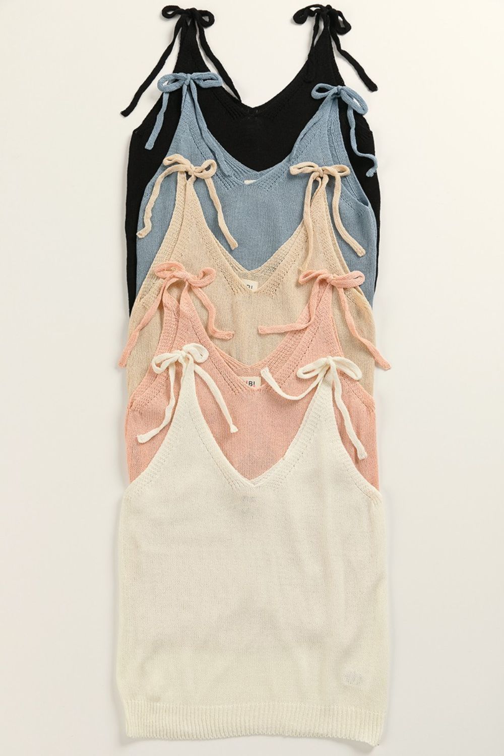 Tied Shoulder Solid Knit Top