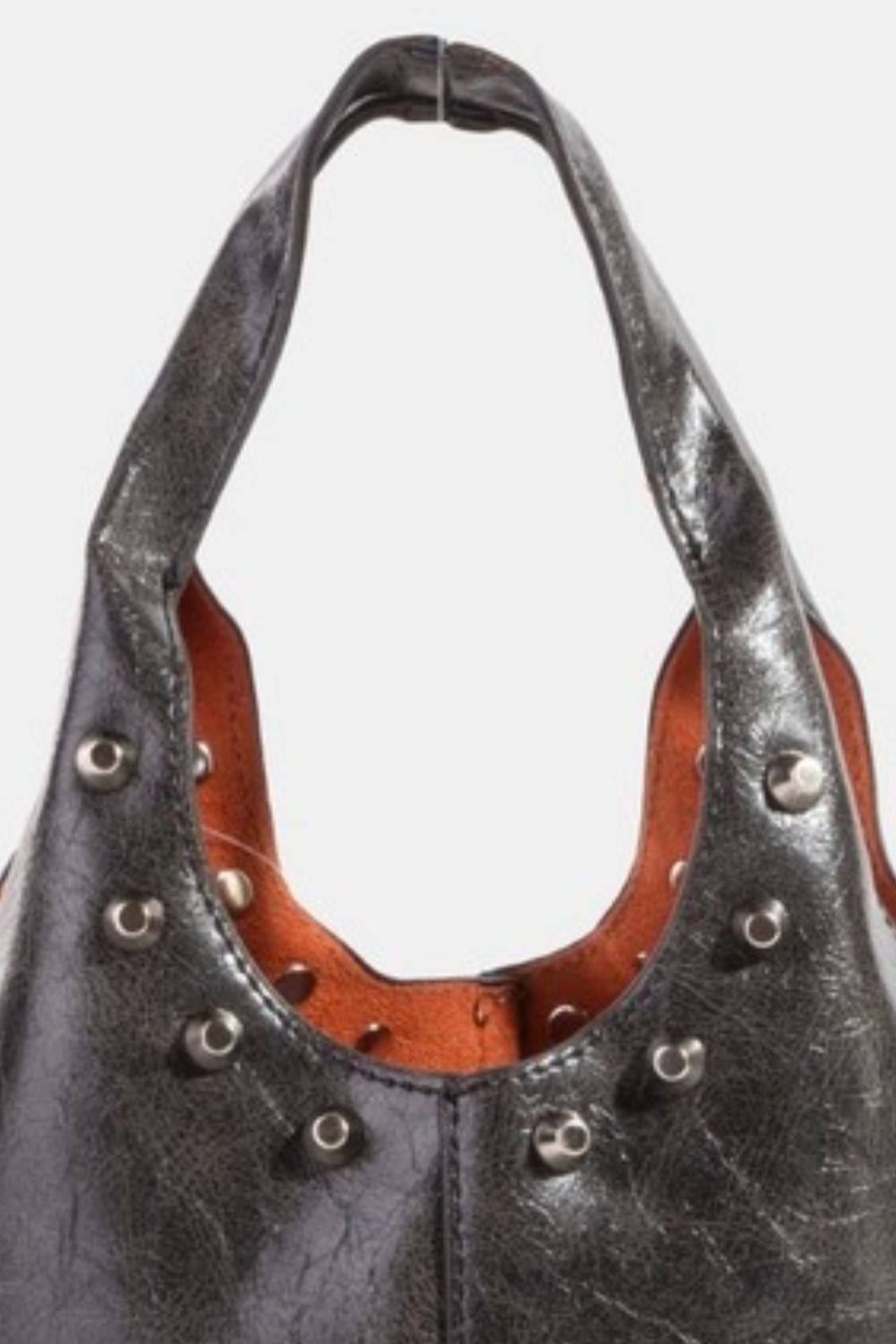 Fame Weathered Faux Leather And Studs Bucket Bag