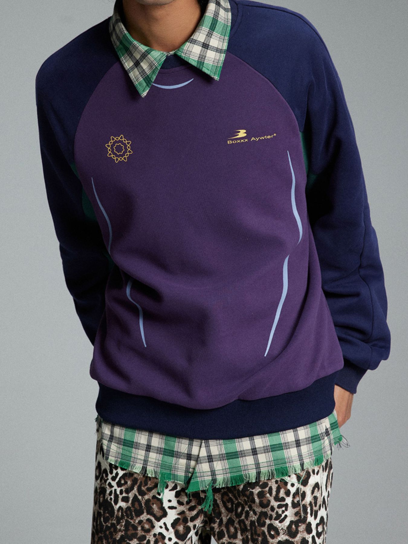 Men's Color Block Raglan Sleeve Sweatshirt