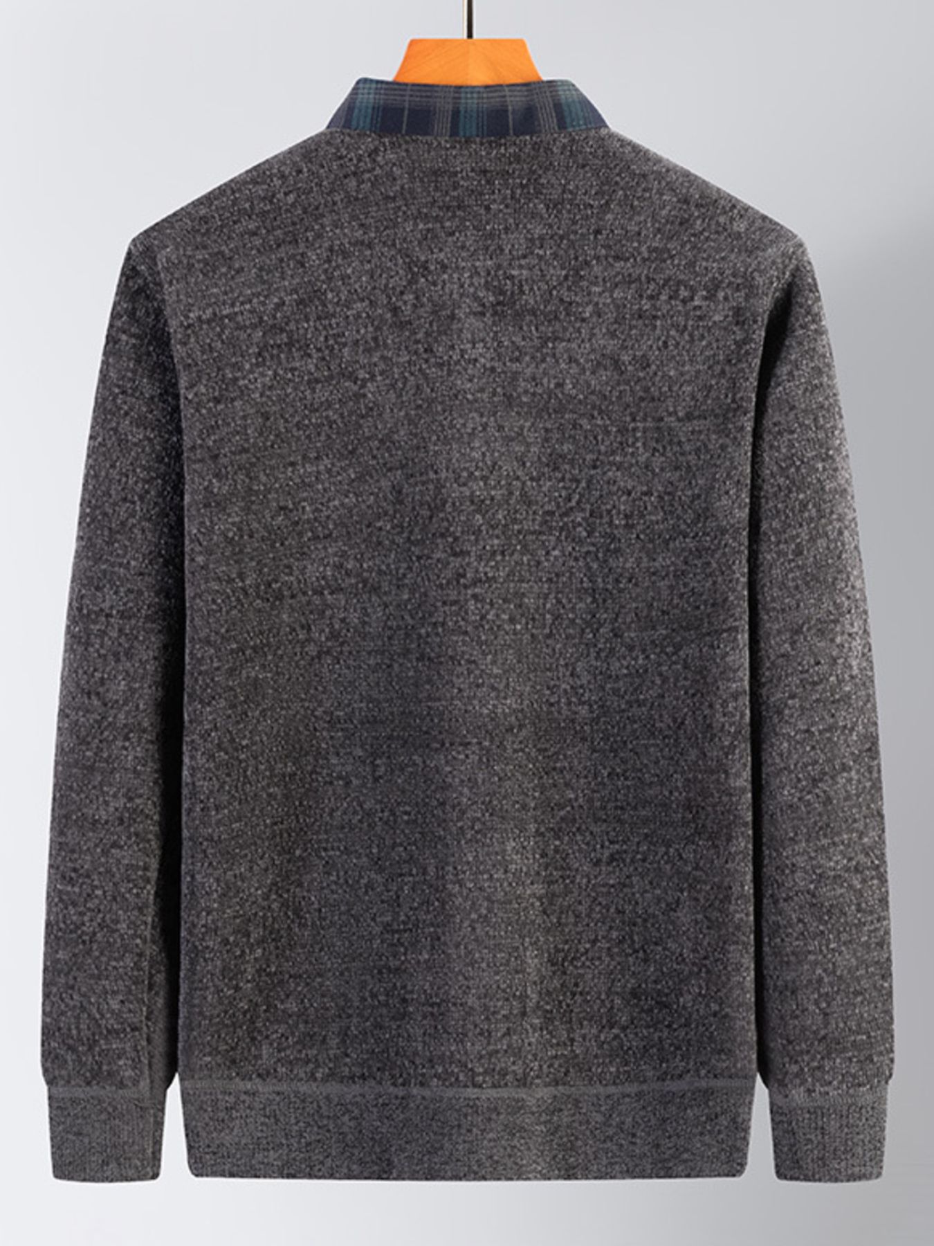 Men's Plus Size Layered Look Plaid Collar Sweater