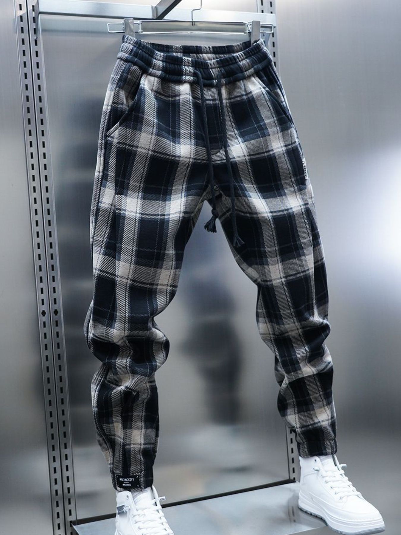 Men's Plus Size Plaid Drawstring Joggers