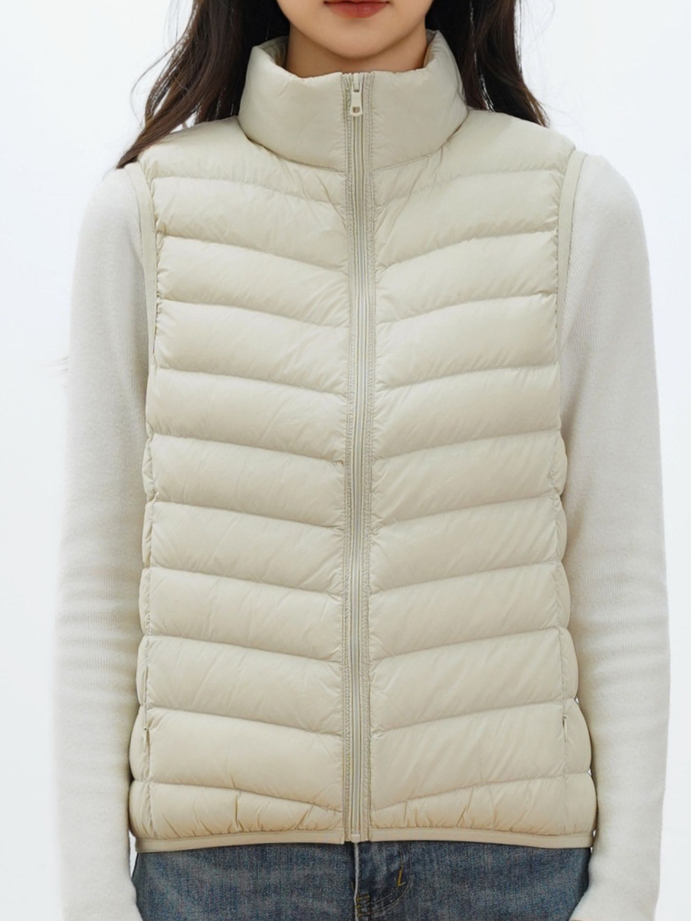 Quilted Zip Up Turtleneck Vest Coat