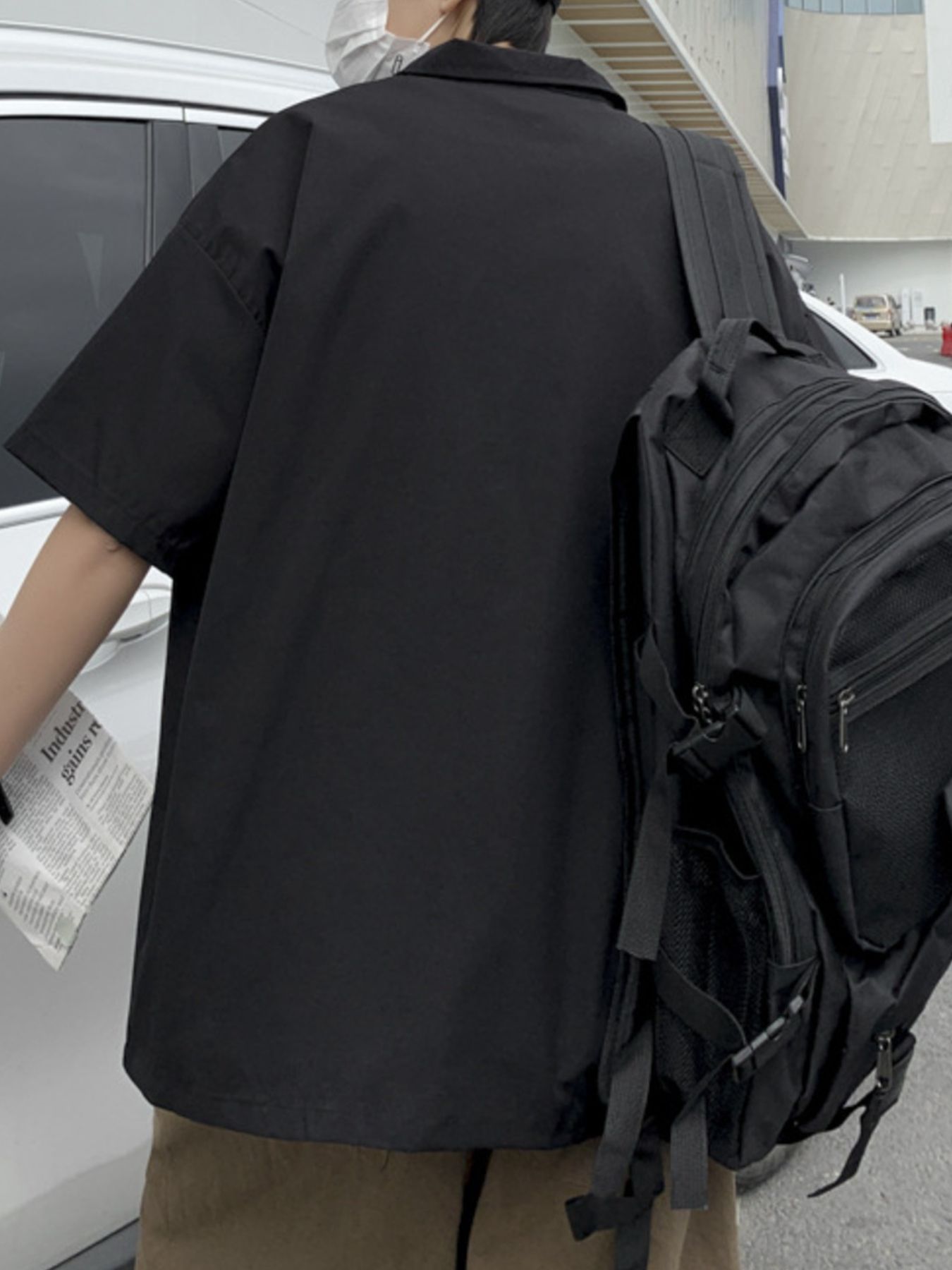 Men's Half-Zip Oversized Blouse