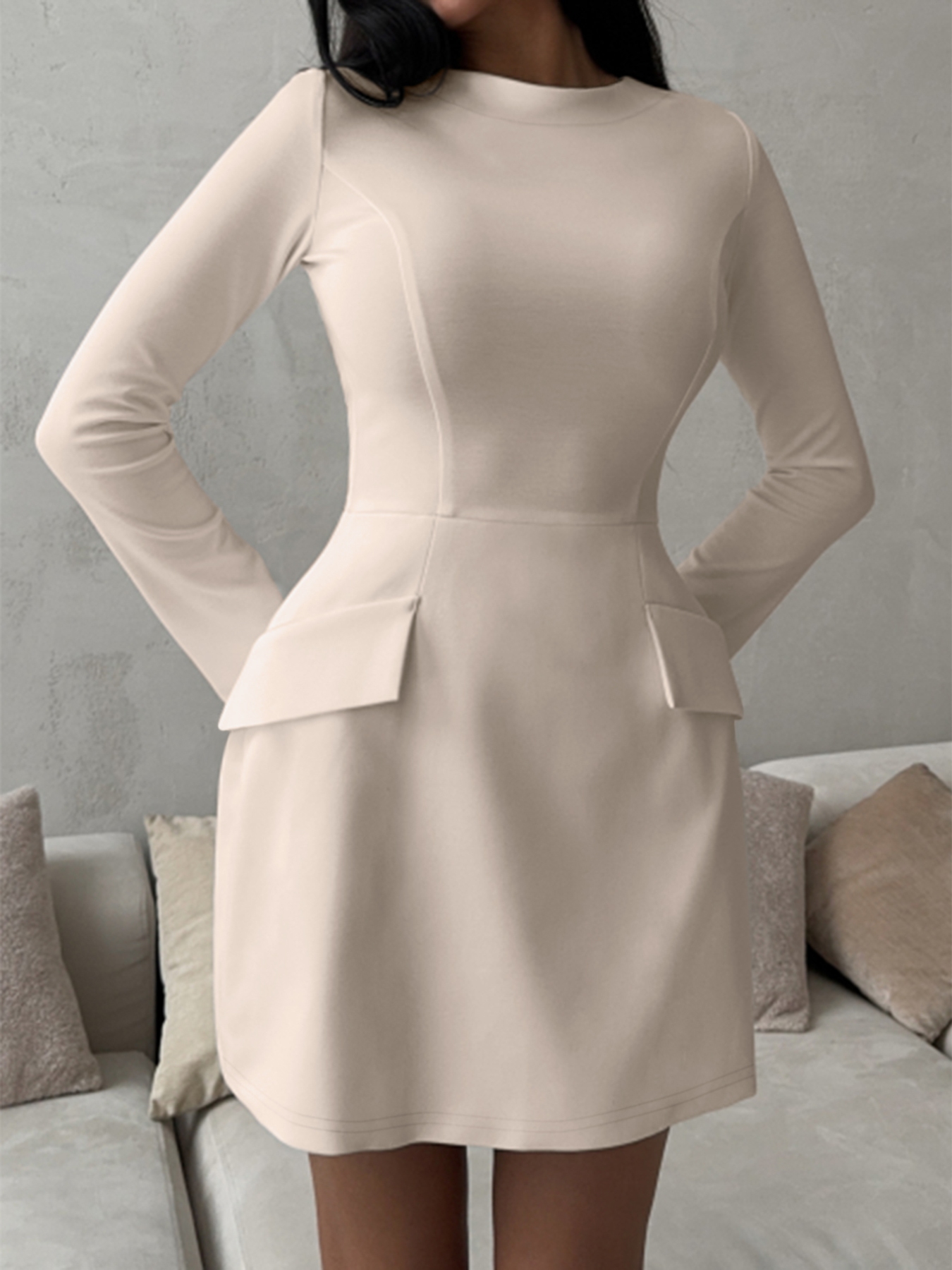 Long Sleeve Bodycon Mini Dress with Pockets