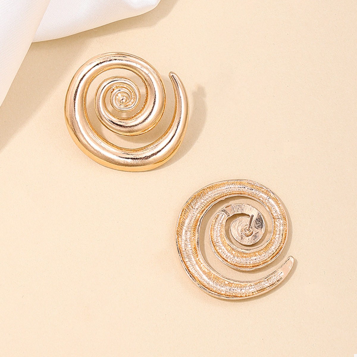 18K Gold-Plated Spiral Statement Earrings