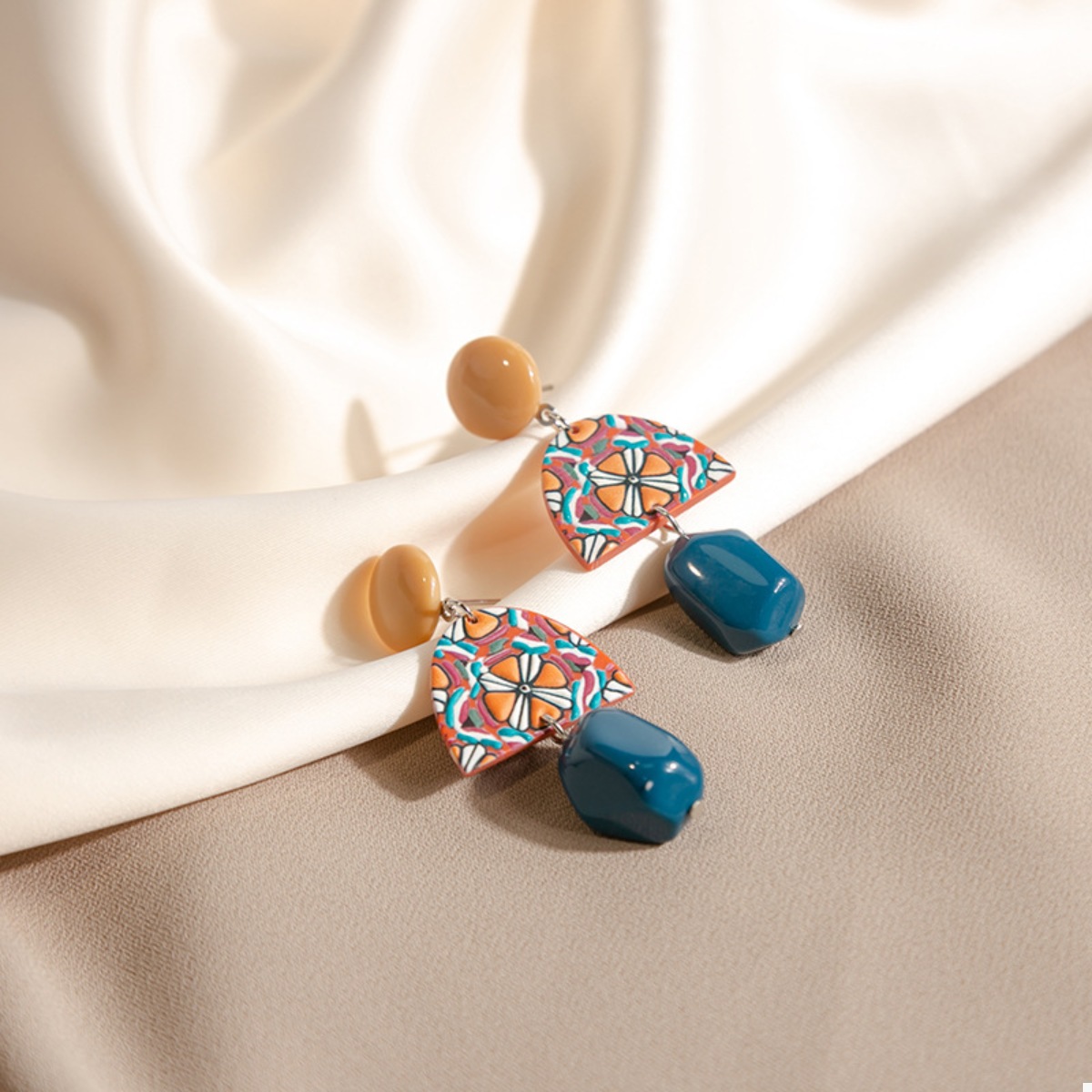 Geometric Pattern Drop Earrings