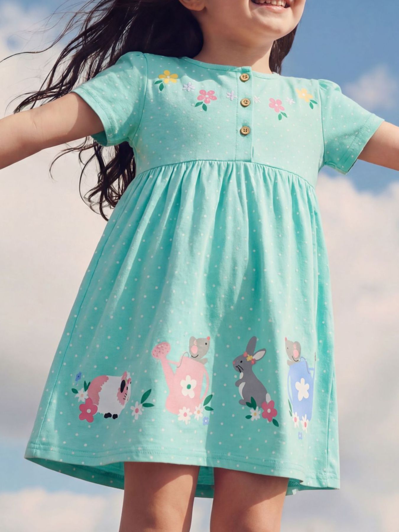 Children's Bunny Print Button Detail Dress 1