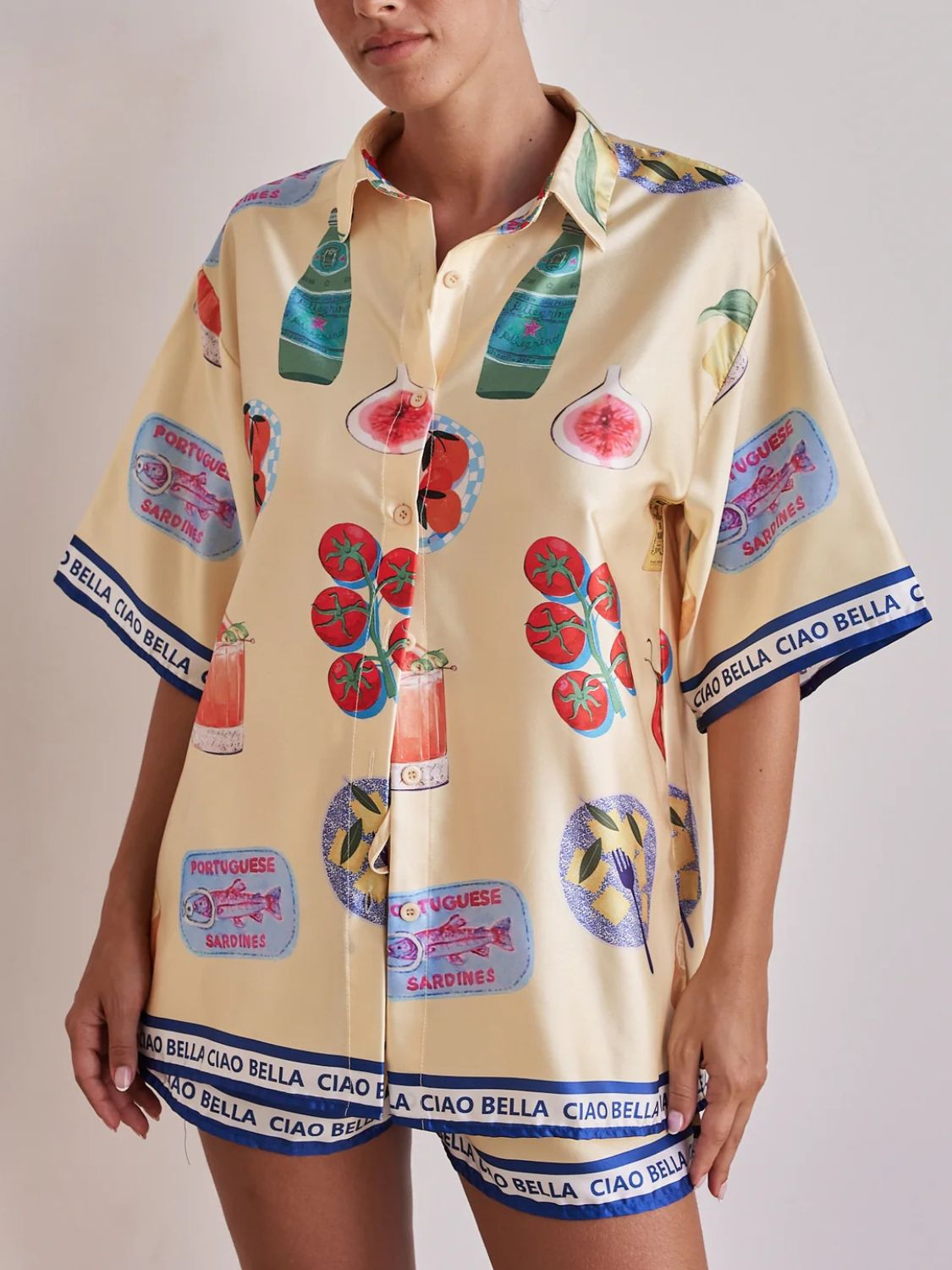 Printed Button Up Top and Shorts Set