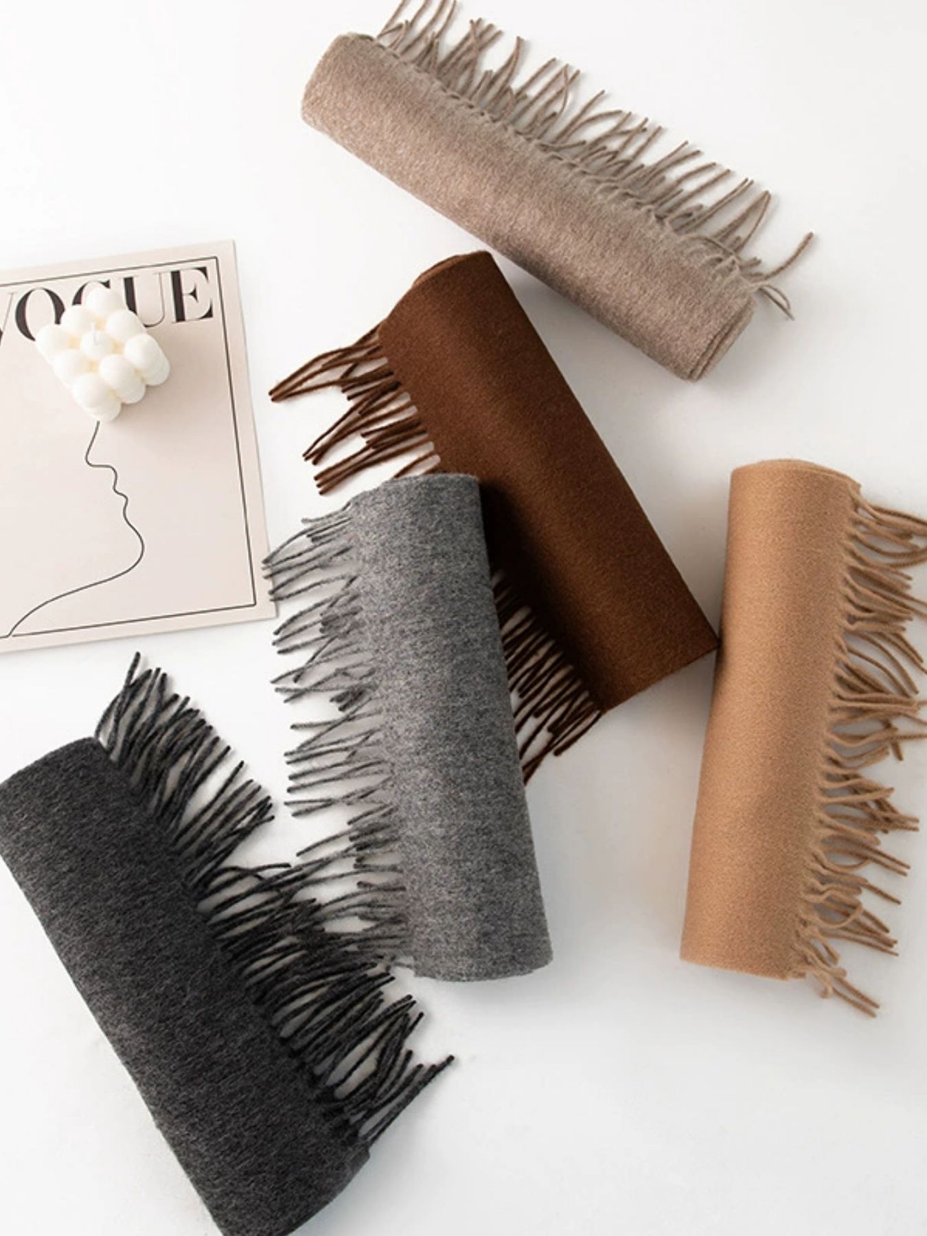 Solid Color Fringe Scarf