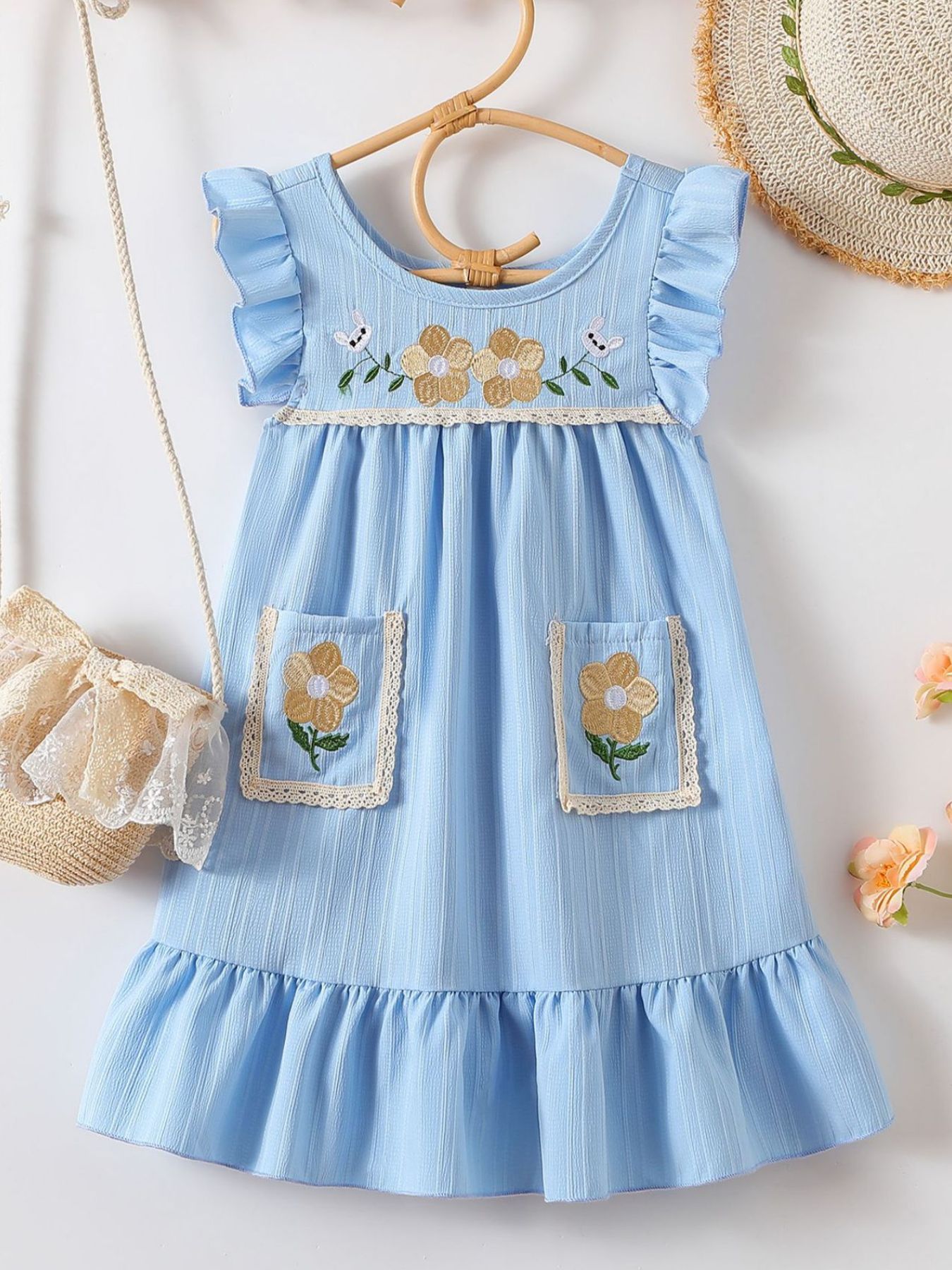 Children's Embroidered Ruffled Hem Dress 1