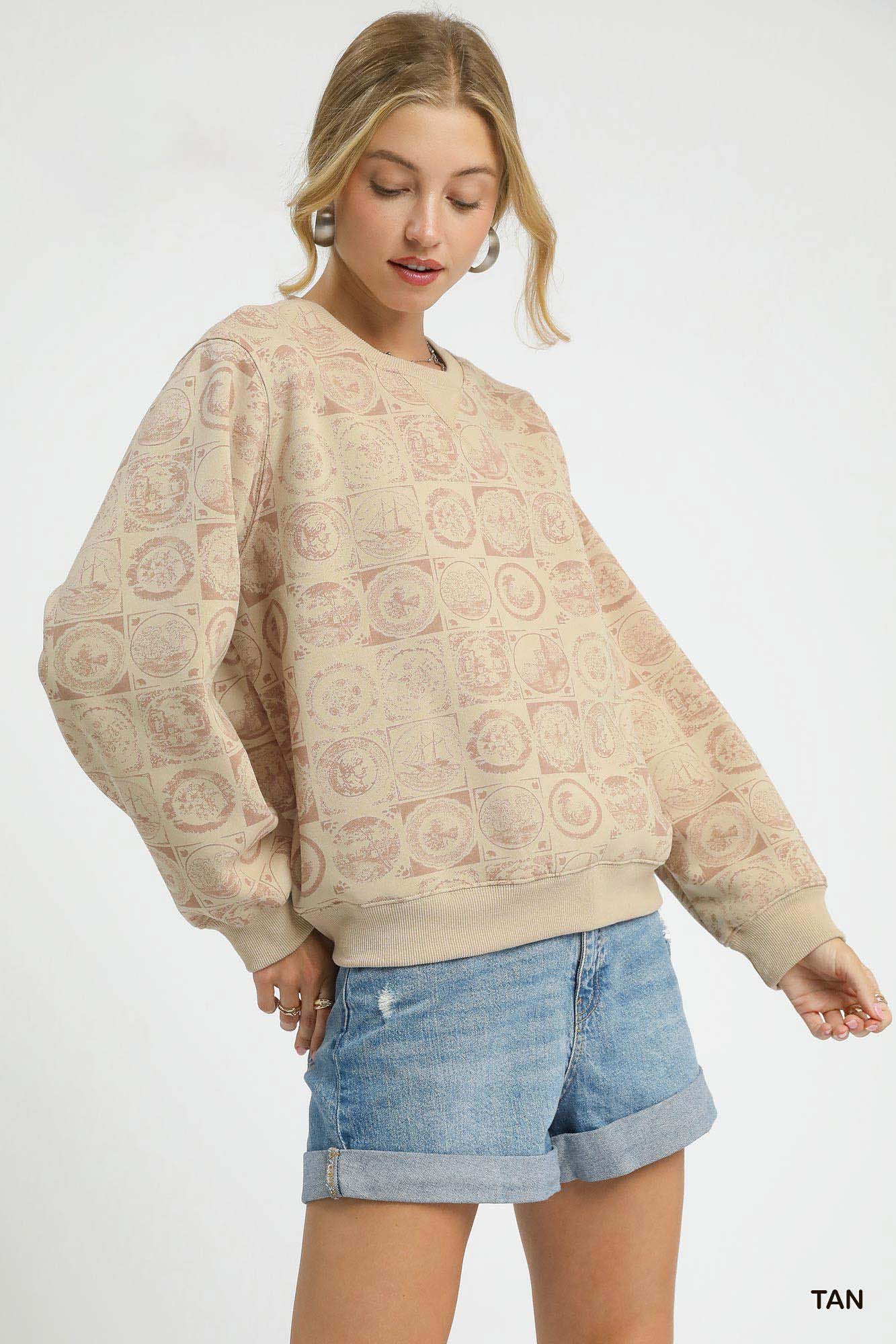 Umgee Coin Stamp Print Sweatshirt