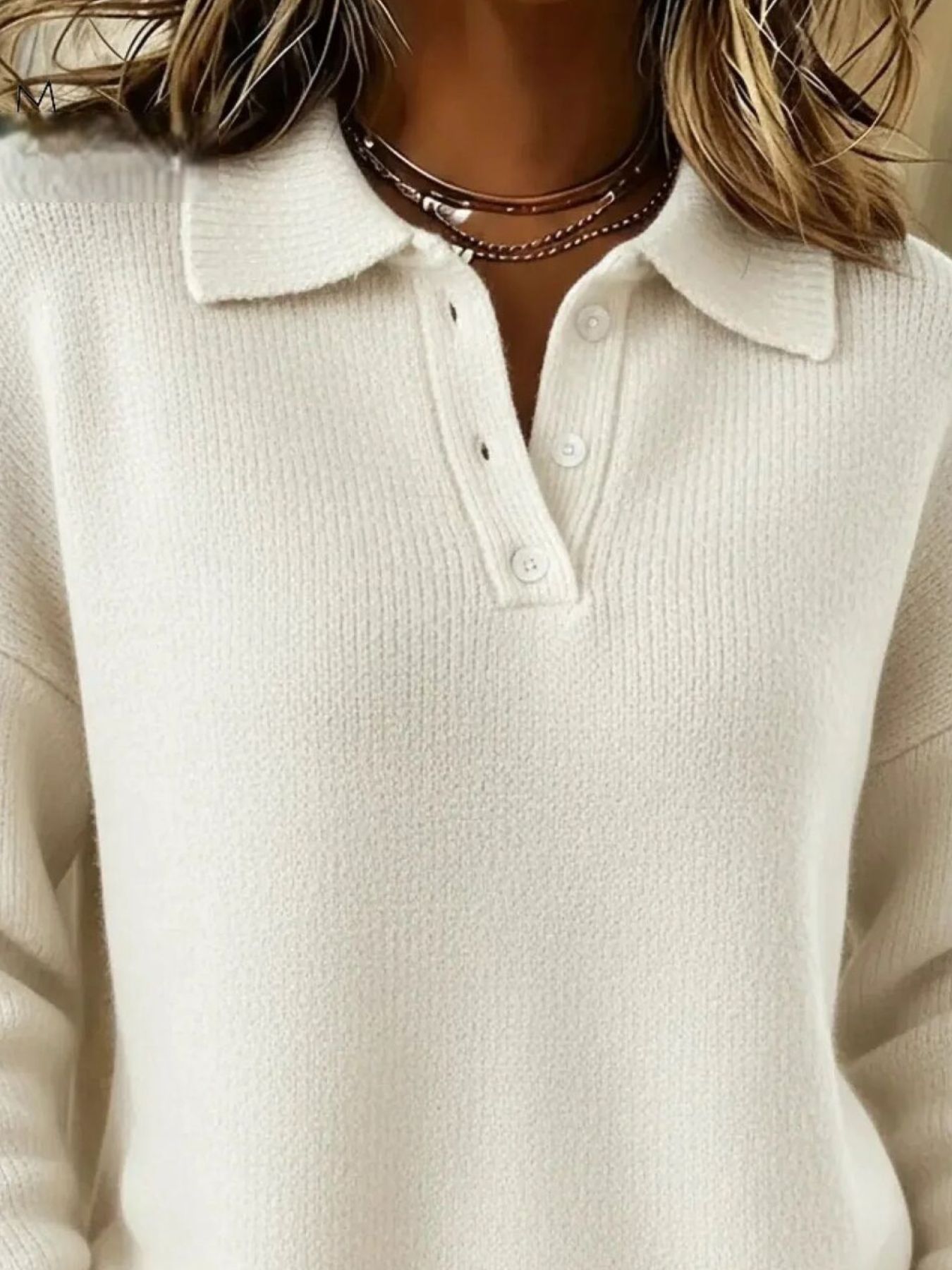 Full Size Button Detail Drop Shoulder Sweater Plus Size