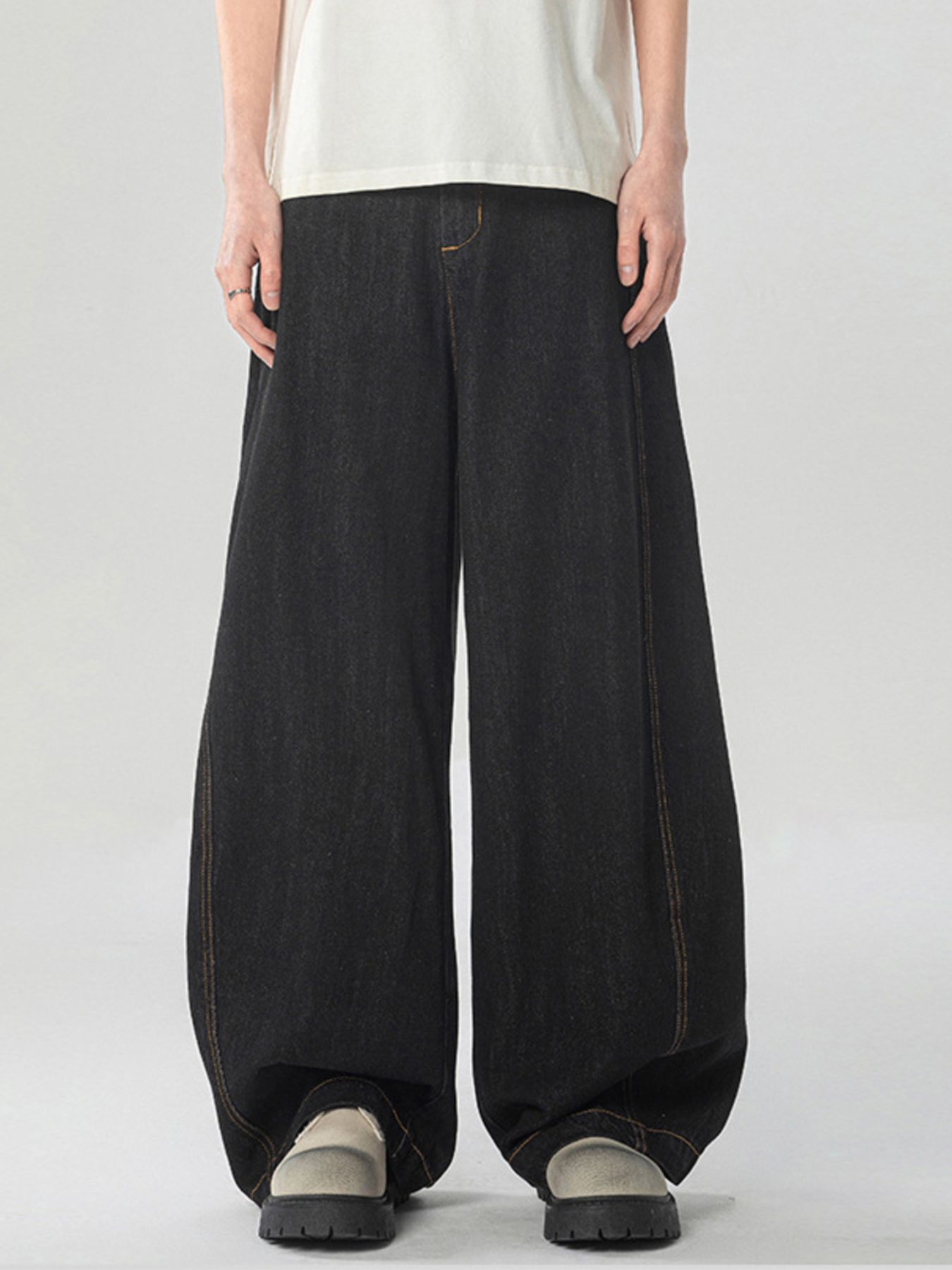 Men's Washed Wide Leg Jeans