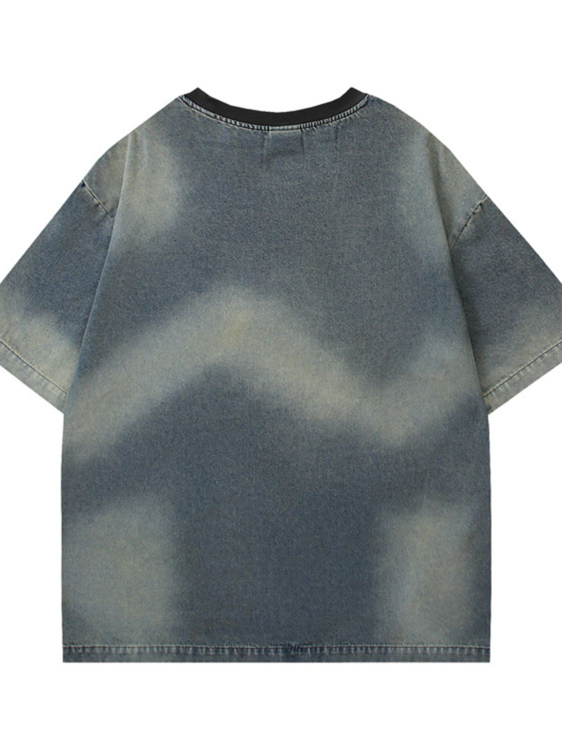 Men's Round Neck Washed Denim Top
