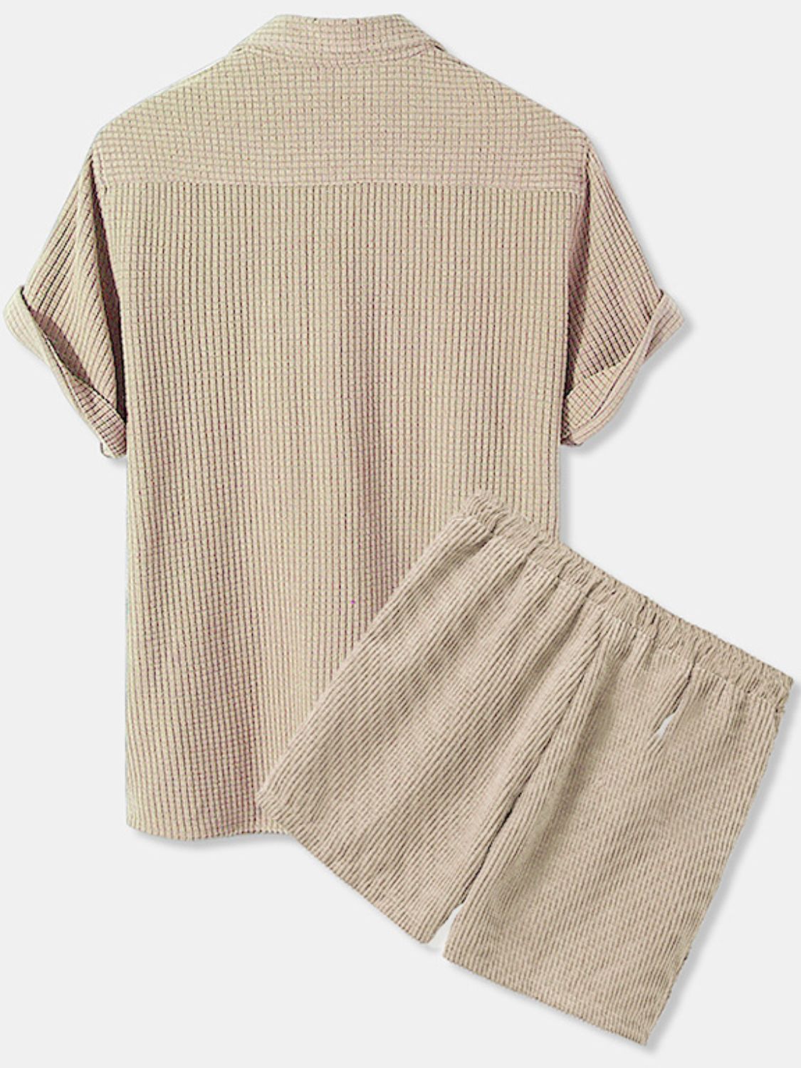 Men's Full Size Button Detail Short Sleeve Top and Shorts Set Plus Size