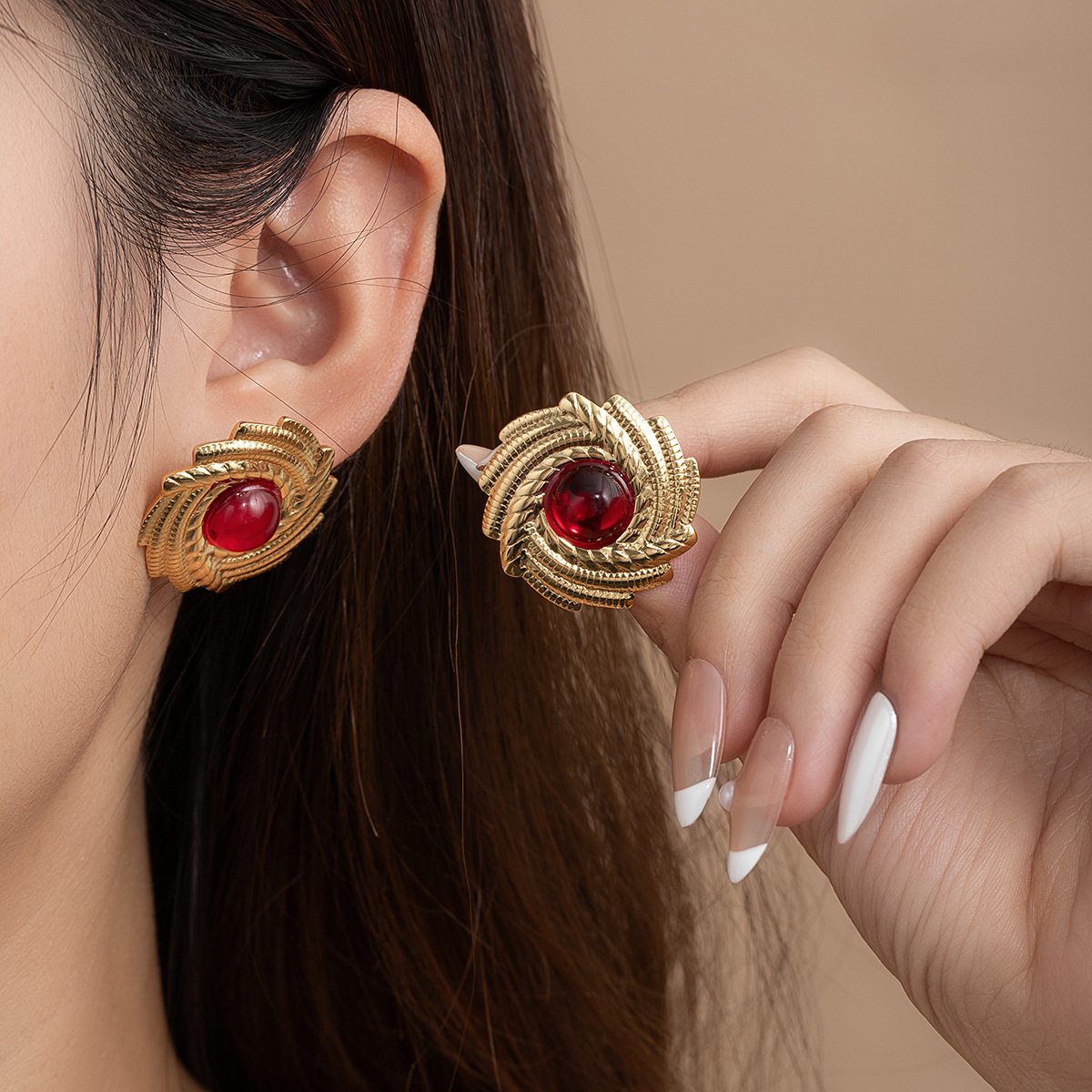 18K Gold-Plated Spiral Statement Earrings