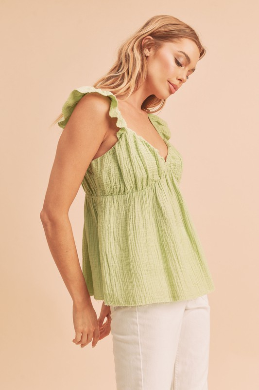 Sweetheart Neck Ruffled Strap Top