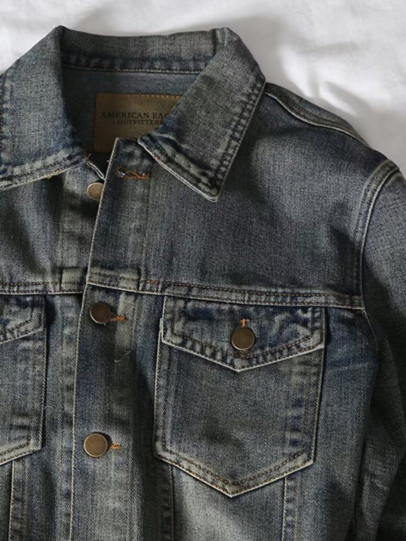 Men's Plus Size Button Up Long Sleeve Denim Jacket