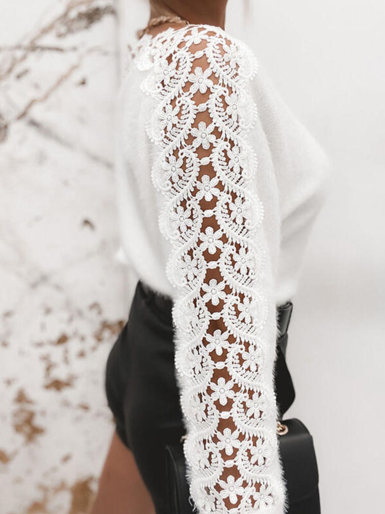 Lace Trim Long Sleeve Sweater
