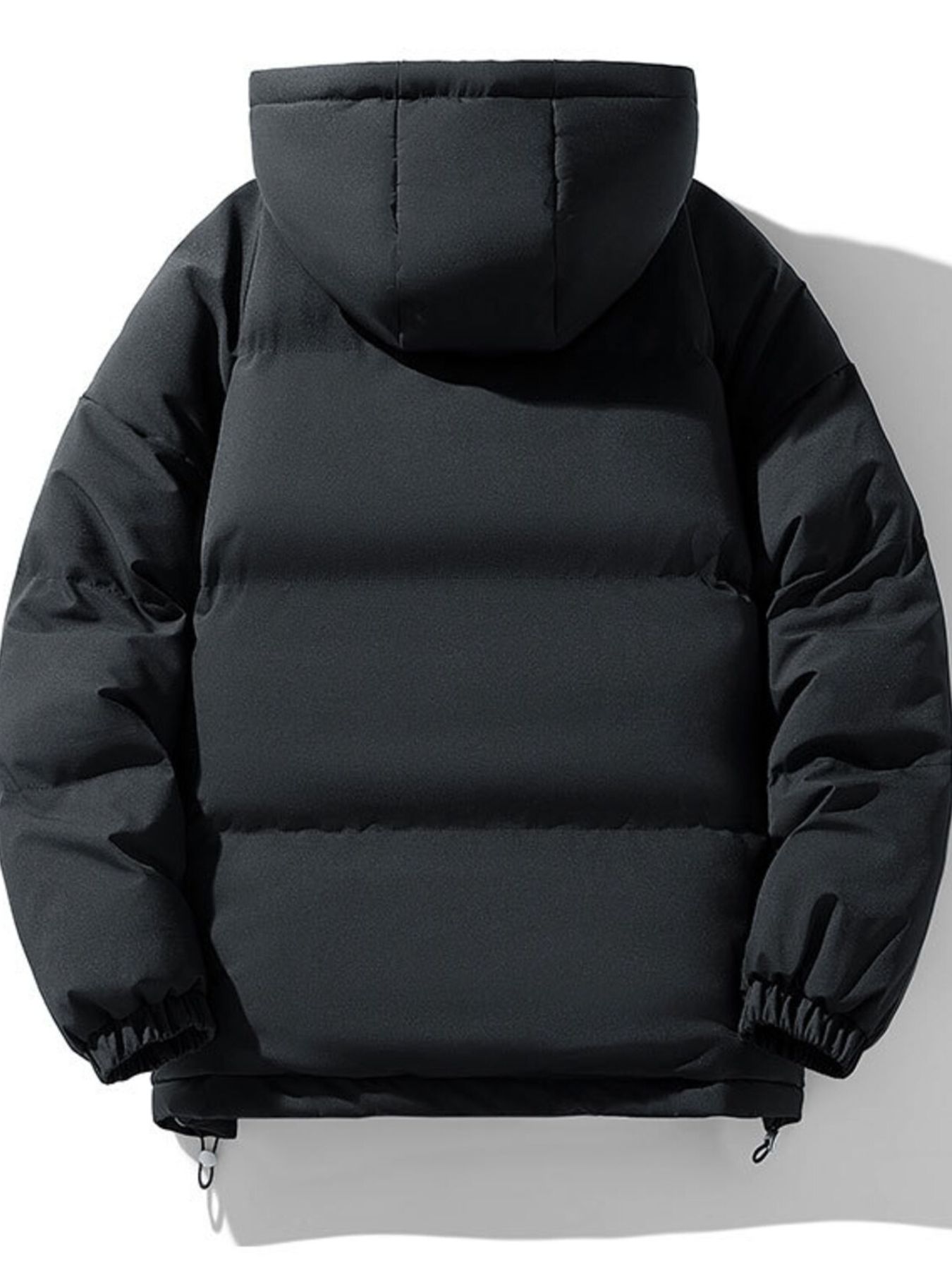 Men's Plus Size Hooded Puffer Jacket with Drawstring Hem