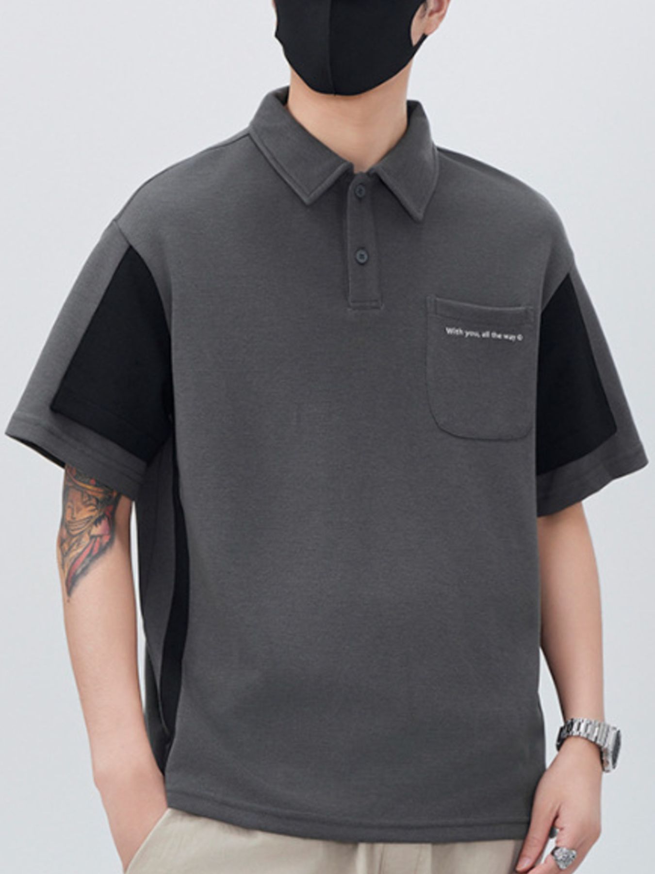 Men's Plus Size Button Detail Short Sleeve Polo