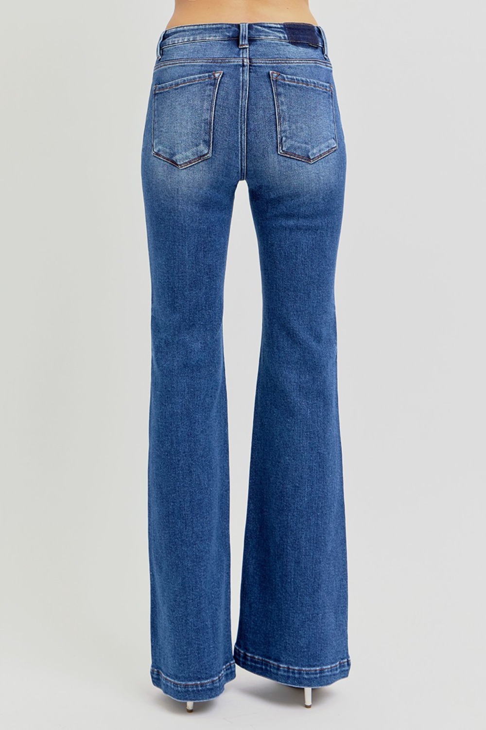 Full Size Low Rise Flare Jeans with Pockets