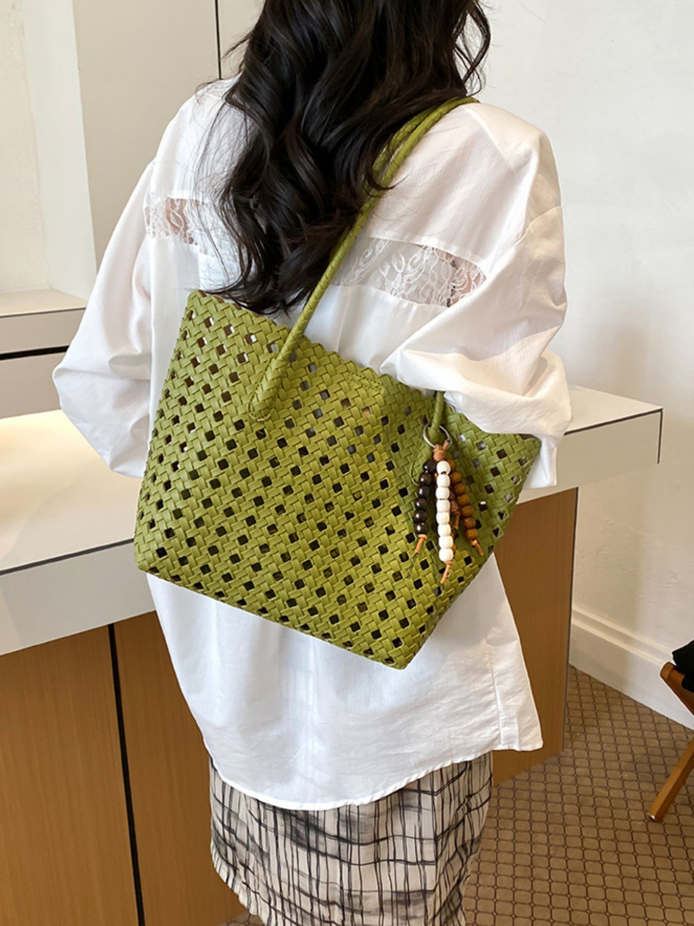 Cutout Leather Shoulder Bag 7